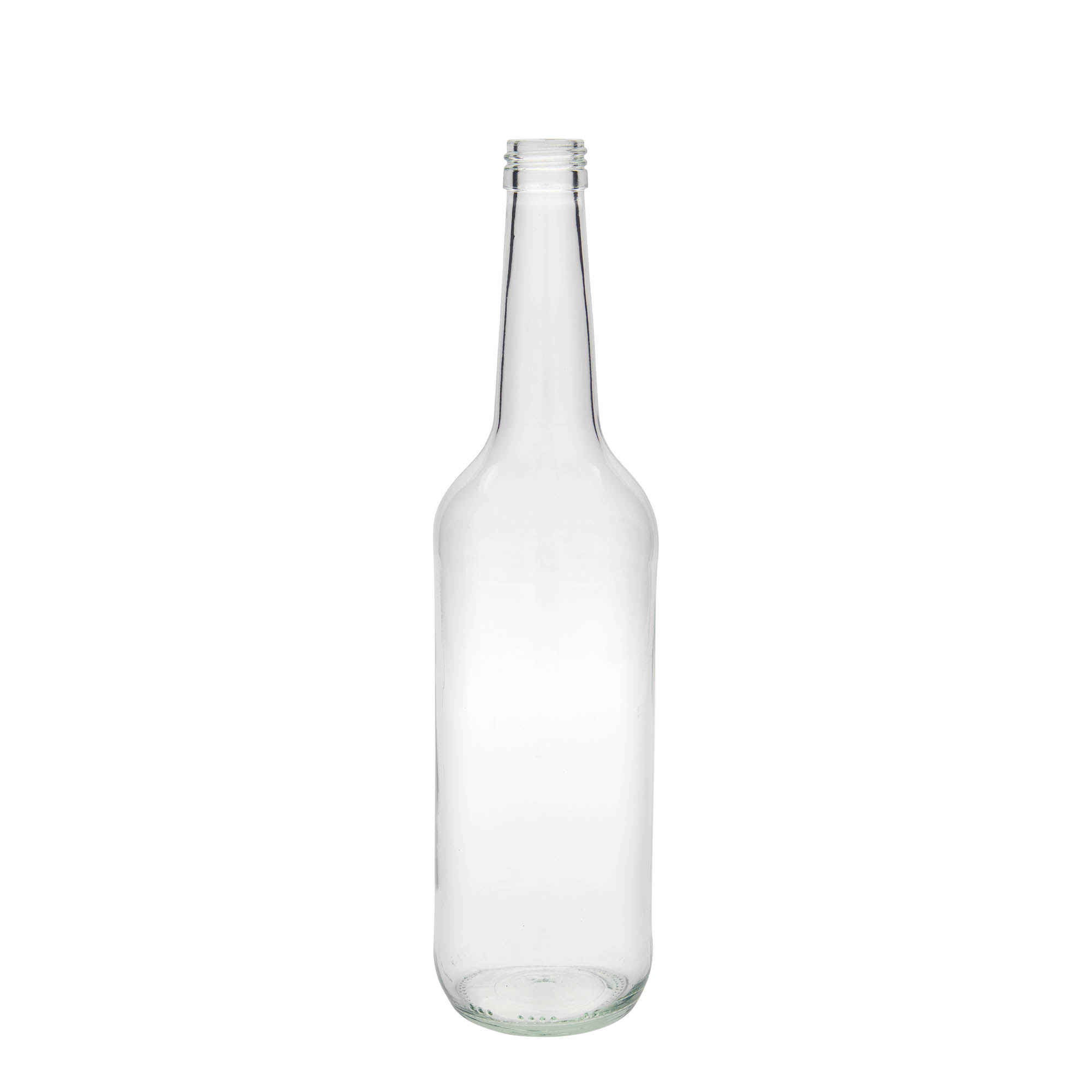 700 ml stiklinis butelis su tiesiu kakleliu, anga: PP 28