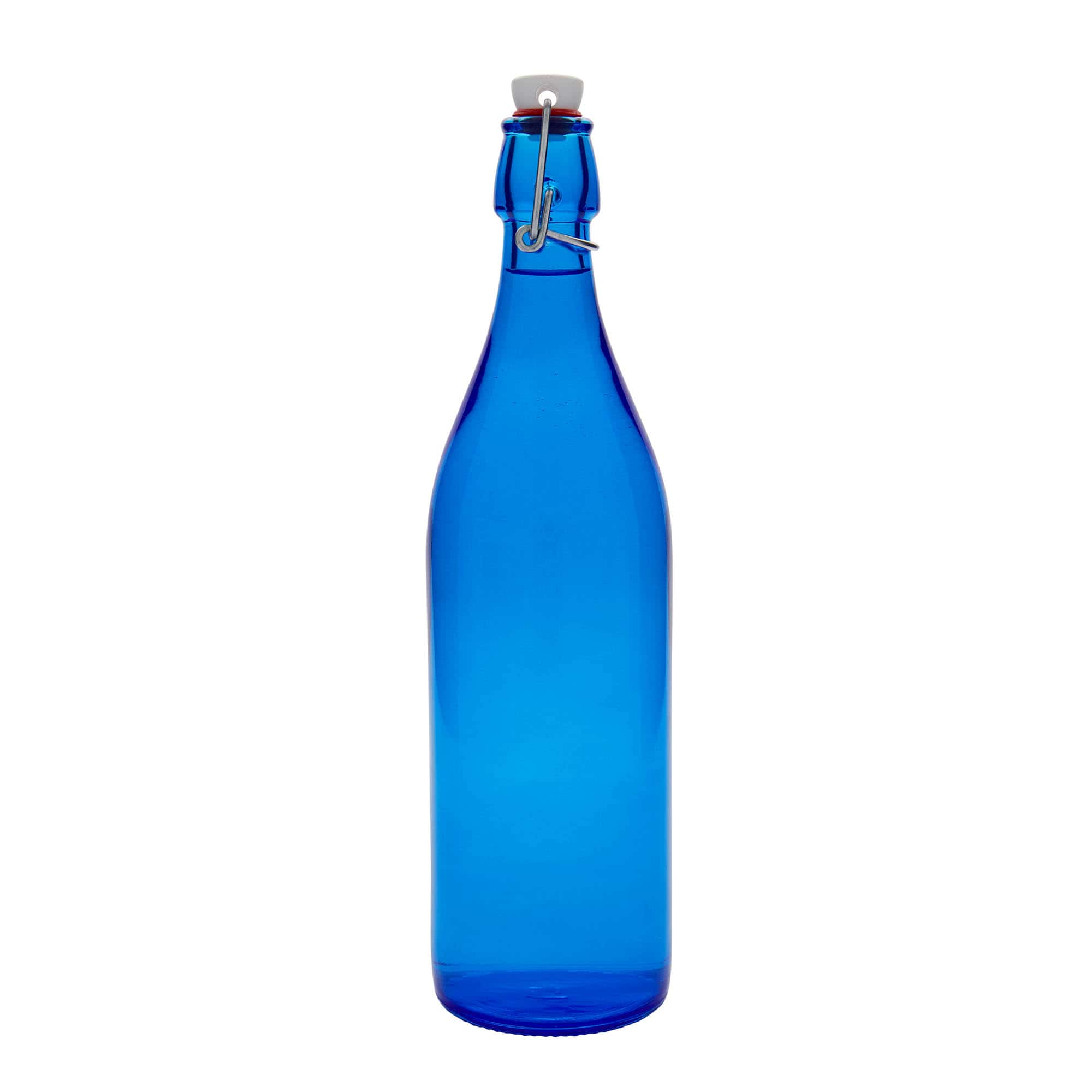 1.000 ml stiklinis butelis „Giara“, mėlynas, anga: spaustukas uždarymui