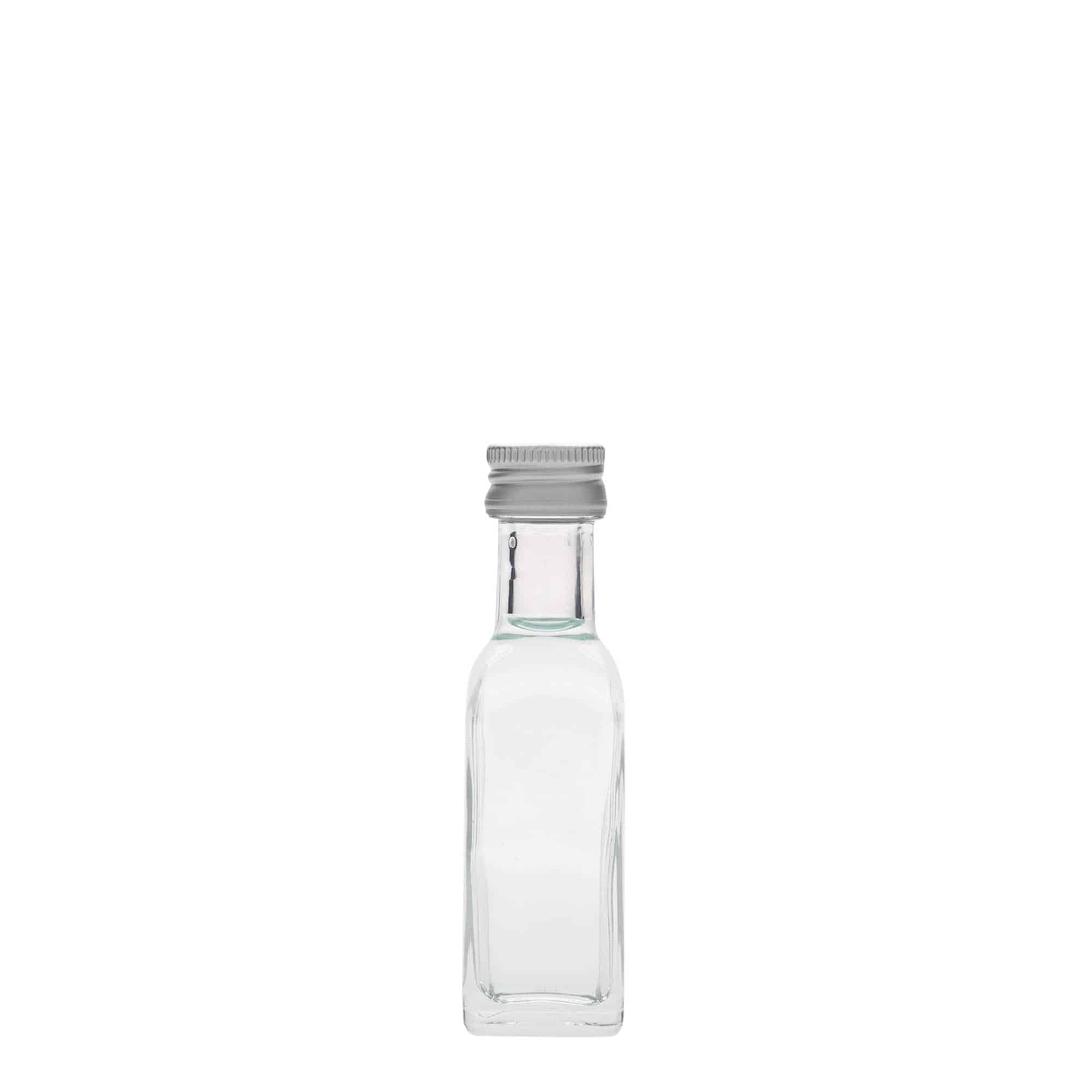 20 ml stiklinis buteliukas „Marasca“, kvadratinis, anga: PP 18