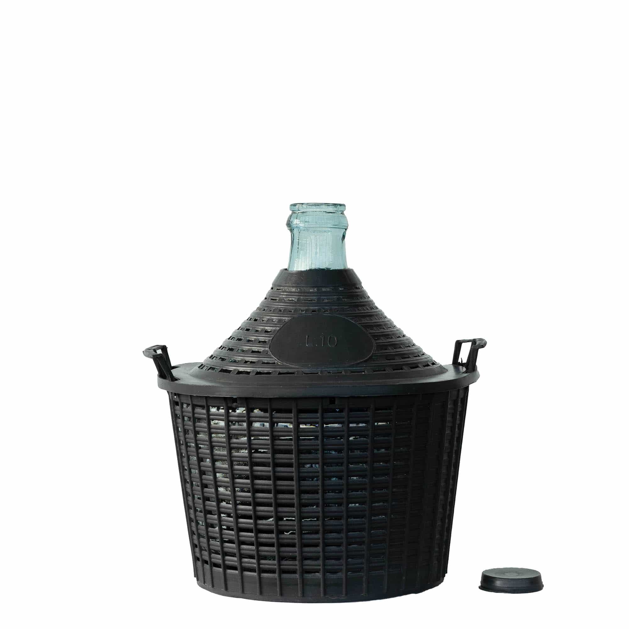 10 l balioninė talpa su siauru kaklu, stiklas, anga: uždengiamas dangtelis