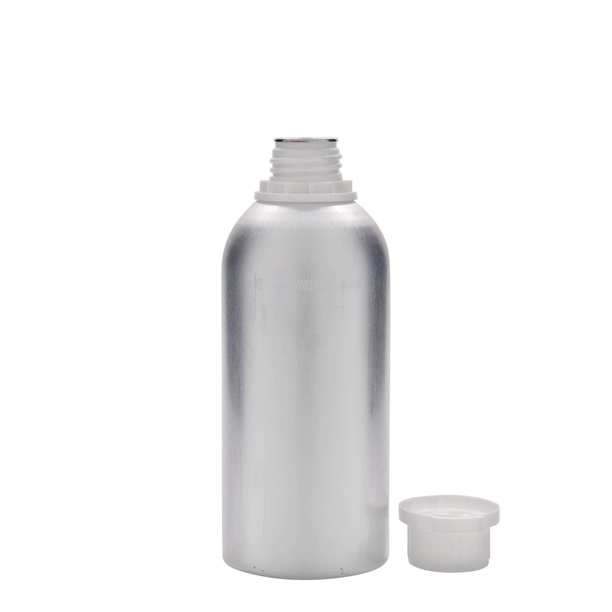 625 ml aliuminio butelis, metalas, sidabrinės spalvos, anga: DIN 32