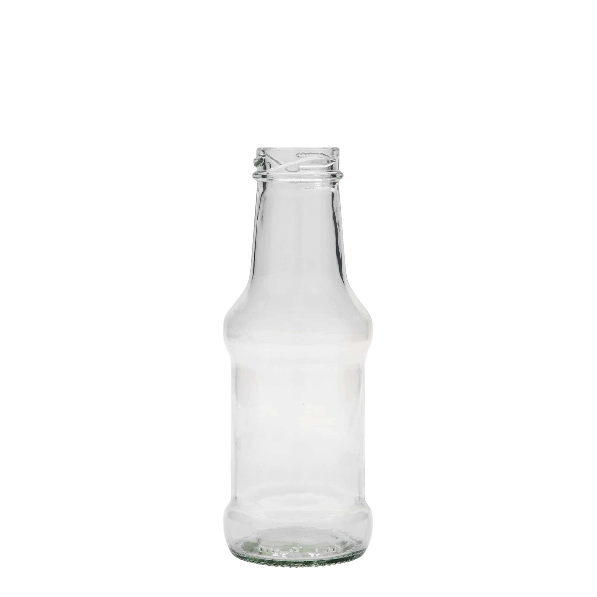 250 ml padažo buteliukas, stiklas, kamštis: Twist-Off (TO 38)