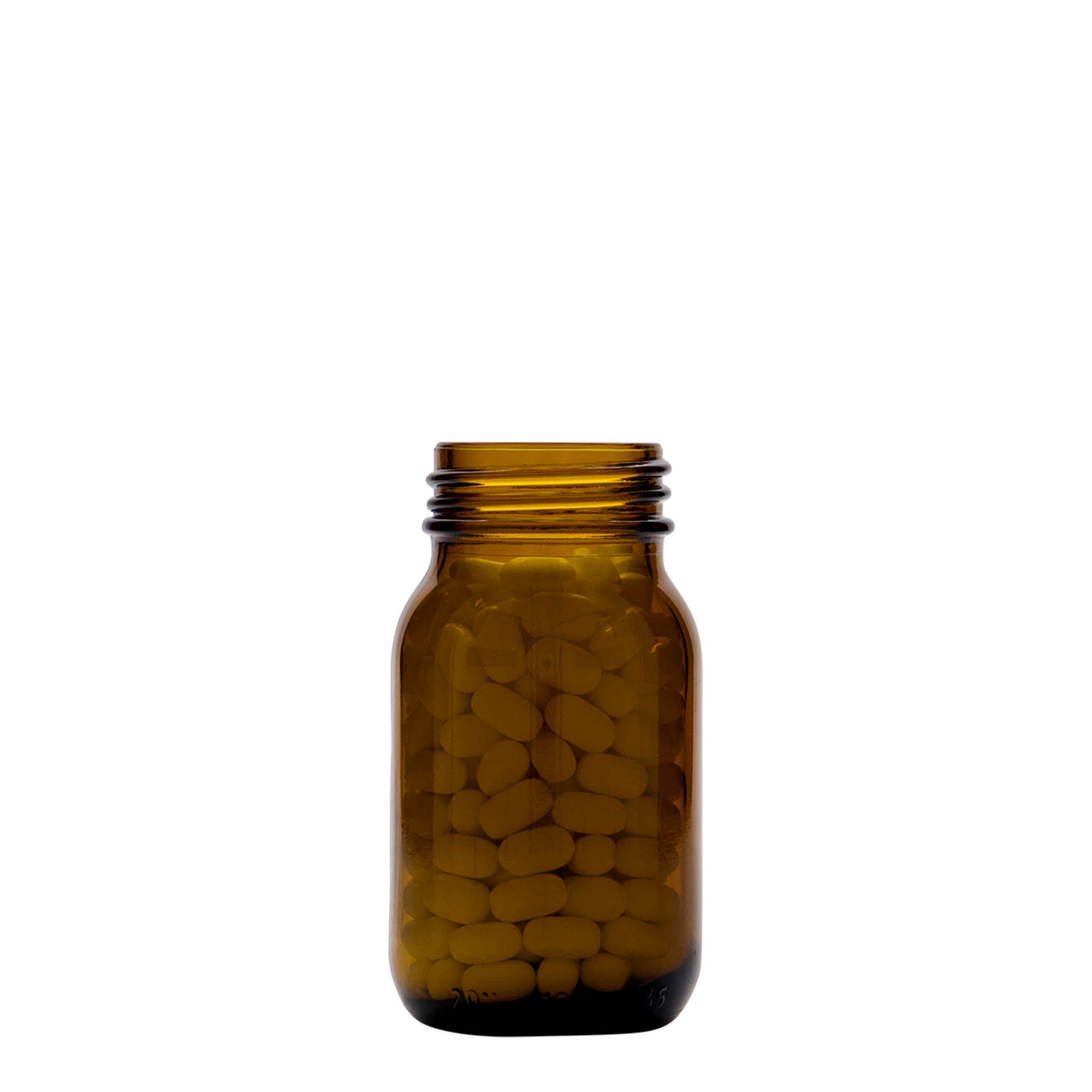 100 ml plačiakaklis stiklainis, rudas, anga: DIN 40