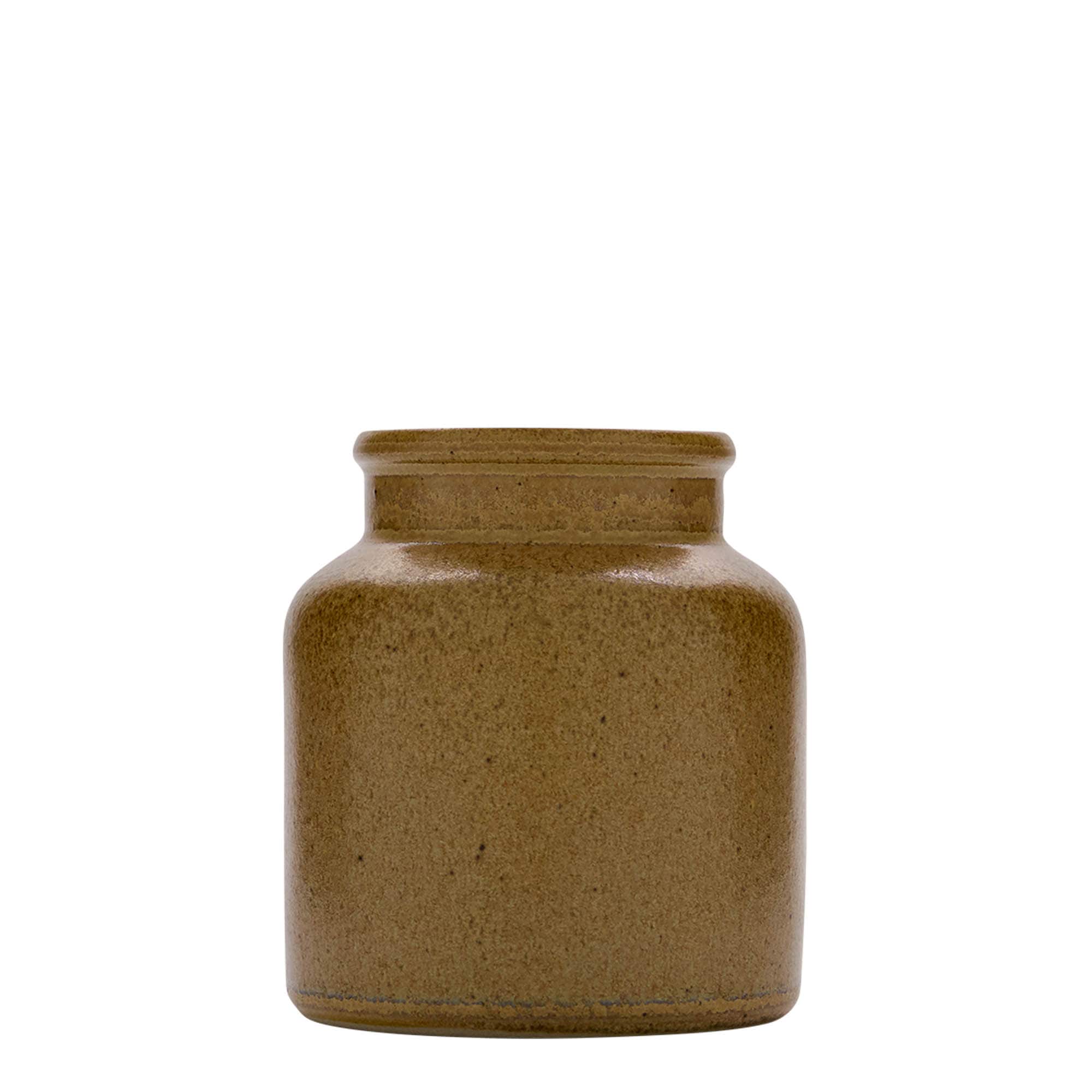 270 ml akmens masės indas, keramika, ruda-kristalinė, burna: užlenkiamas dangtis