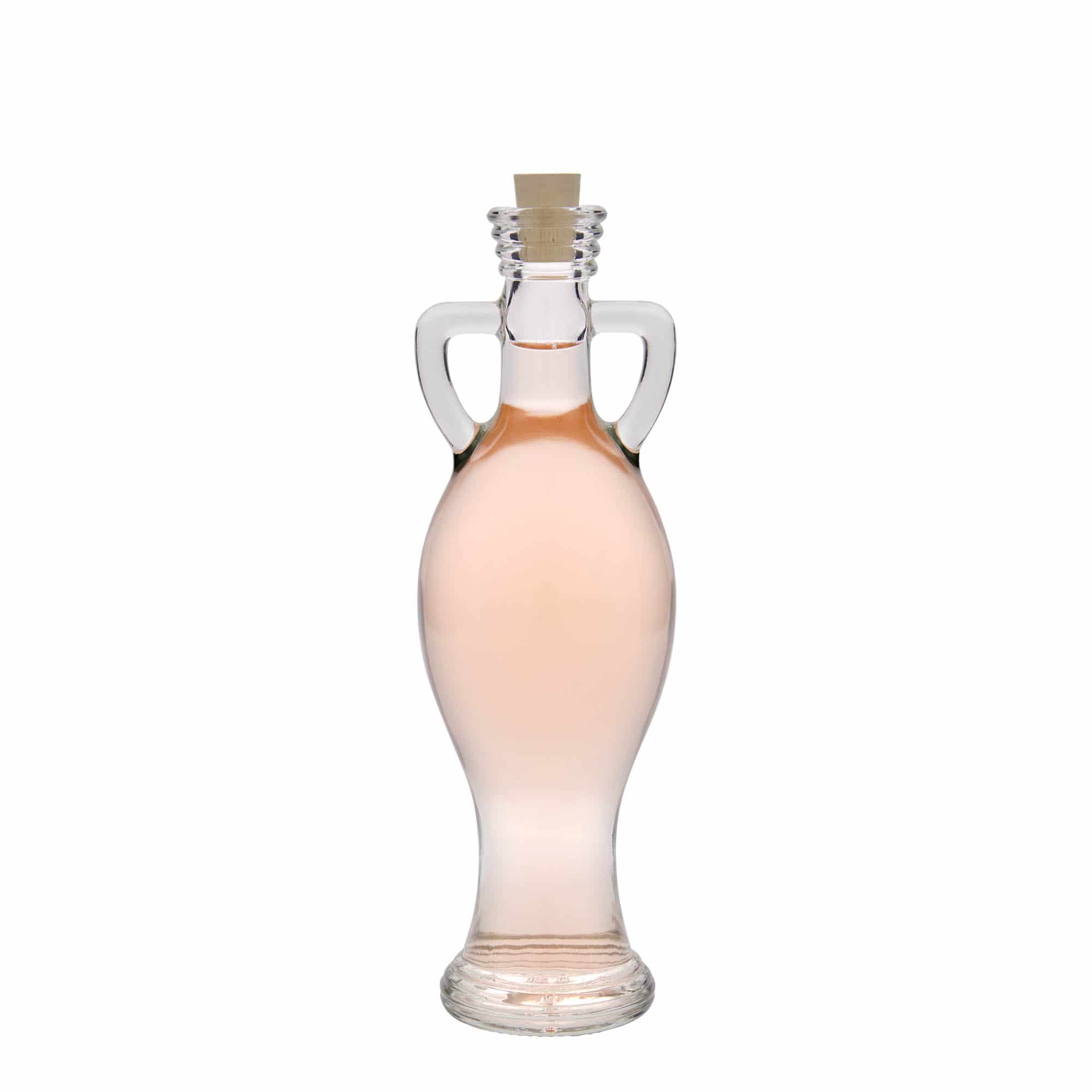 200 ml stiklinis butelis „Amfora“, burna: kamštis