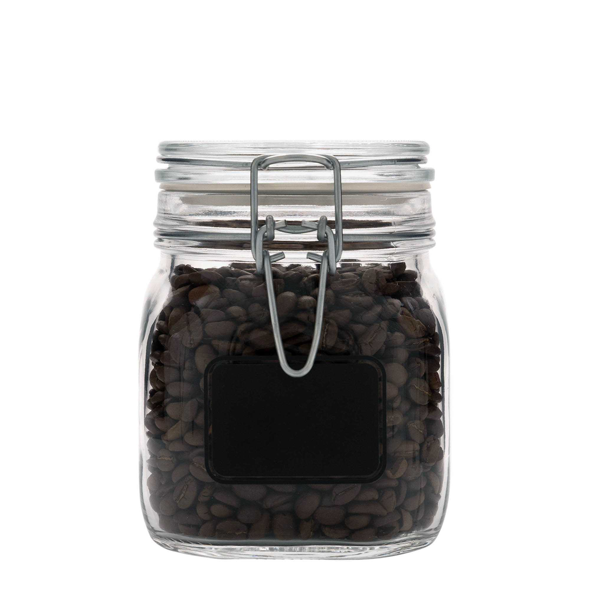 750 ml vielos užsegamas stiklainis „Fido“, motyvas: etiketės laukas, kvadratinis, anga: vielos užsegimas 750 ml vielos užsegamas stiklainis „Fido“, motyvas: etiketės laukas, kvadratinis, anga: vielos užsegimas