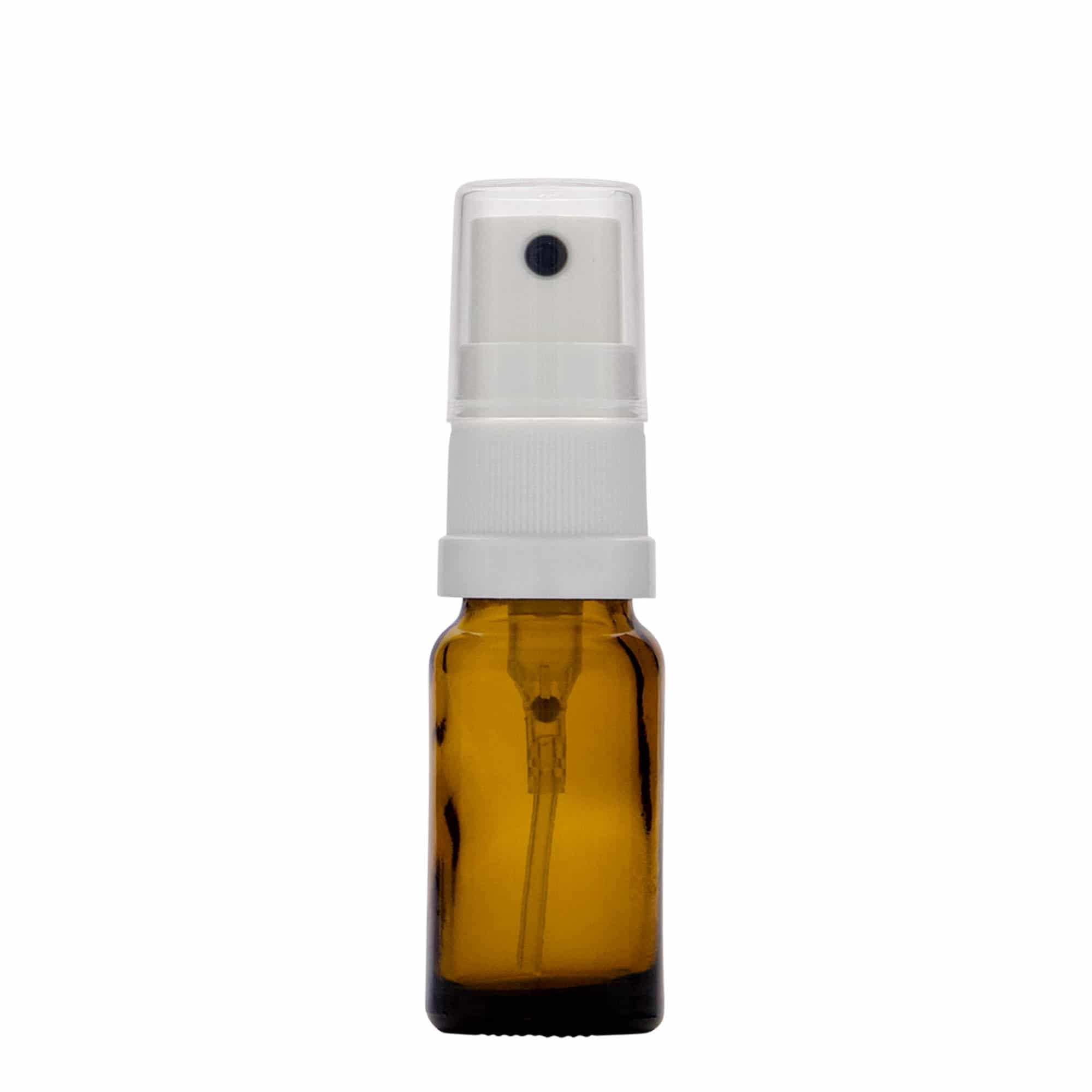 10 ml purškimo buteliukas medicinai, stiklas, rudas, anga: DIN 18