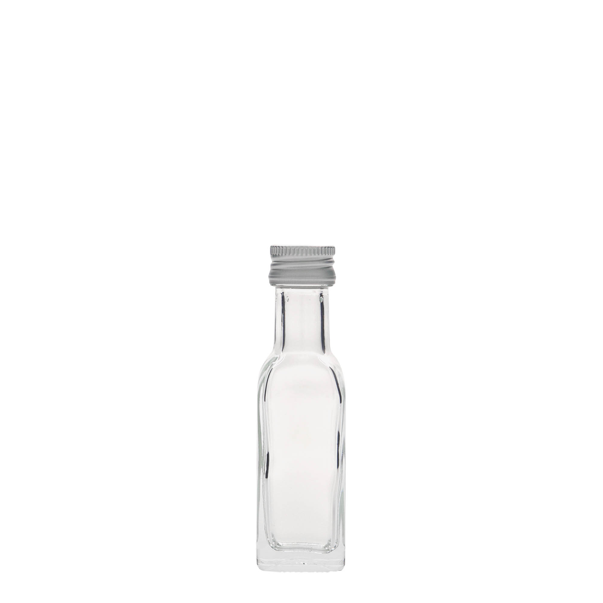 20 ml stiklinis buteliukas „Marasca“, kvadratinis, anga: PP 18 20 ml stiklinis buteliukas „Marasca“, kvadratinis, anga: PP 18