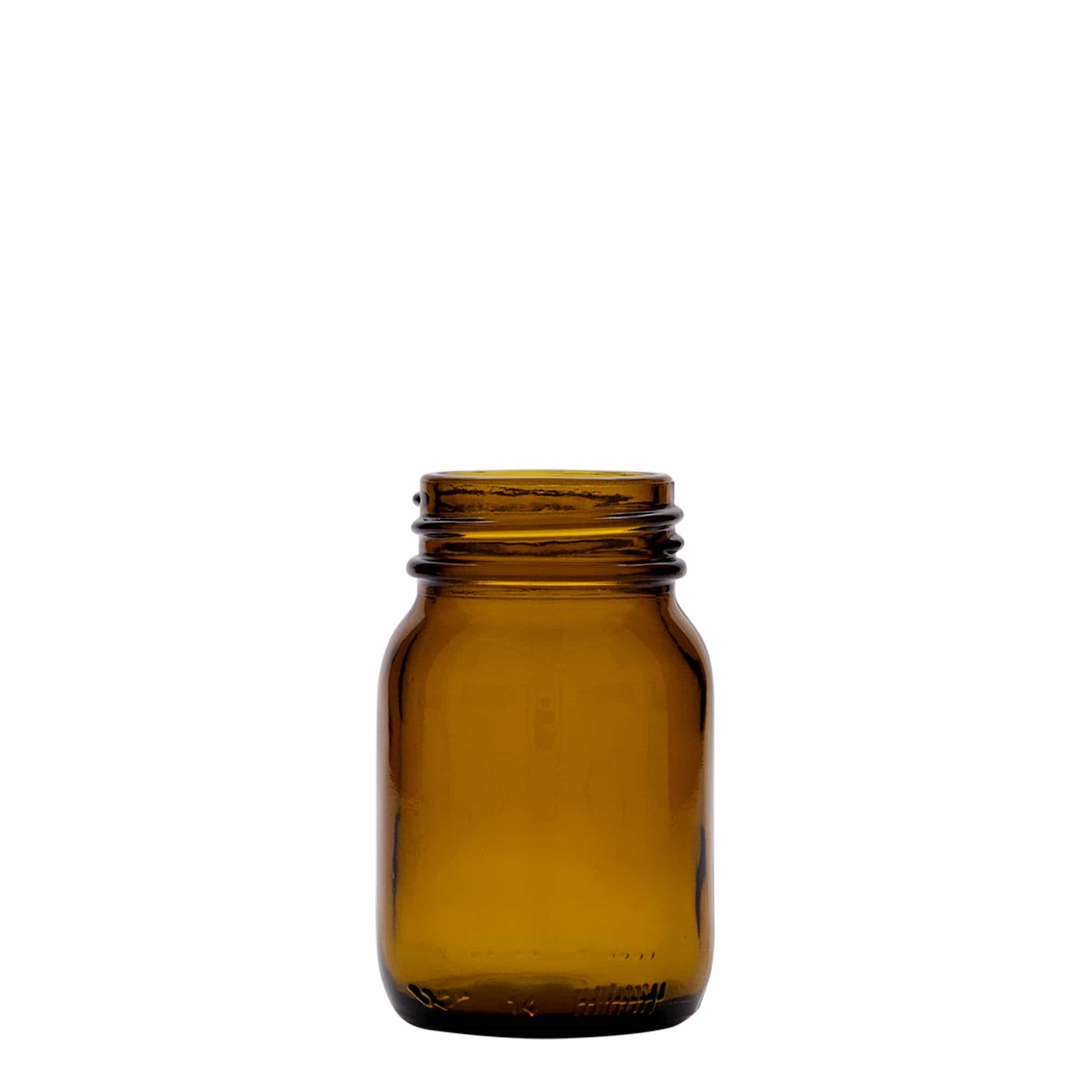 75 ml plačios burnos stiklainis, rudas, anga: DIN 40