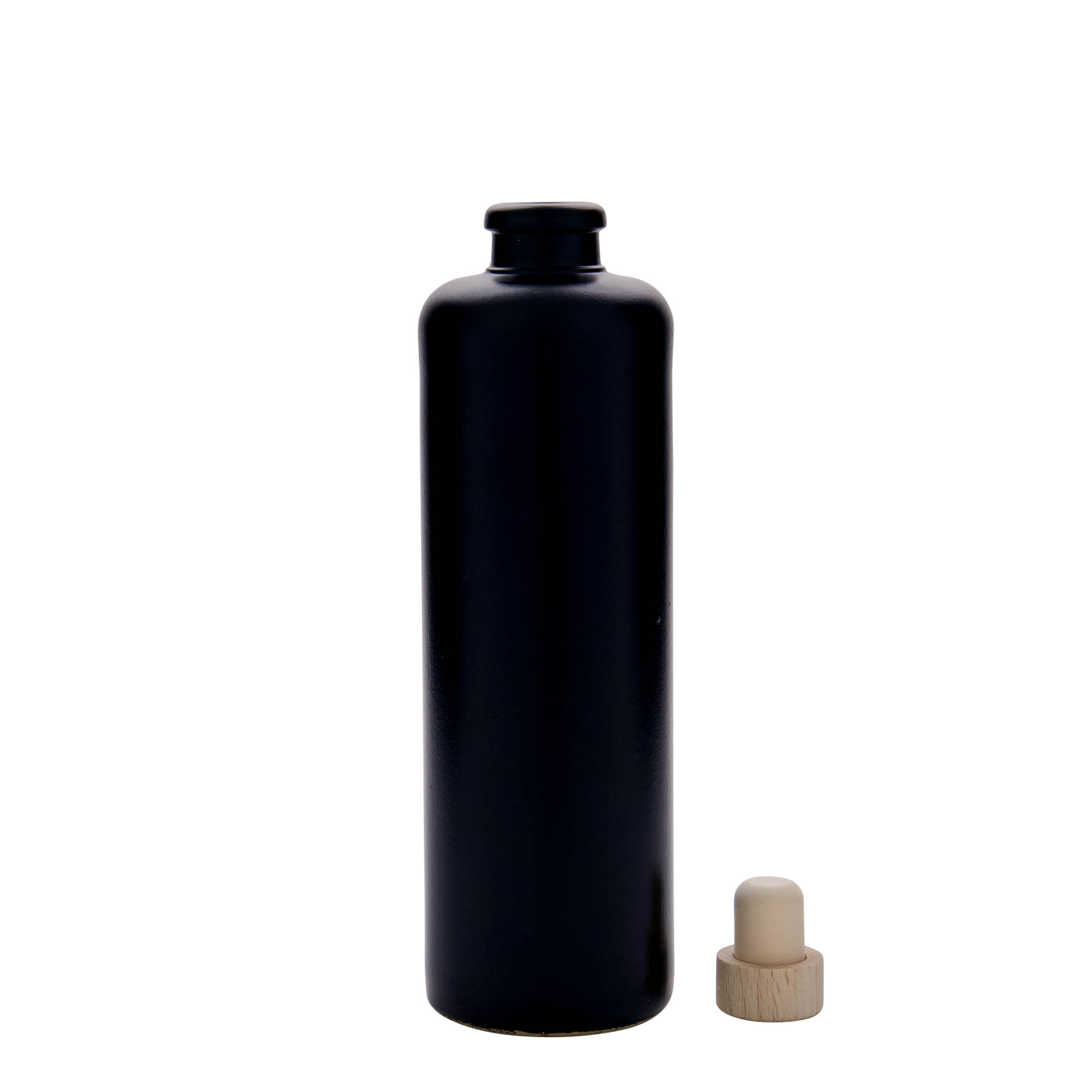 500 ml molinis ąsotis, keraminis, juodas, burna: kamštis