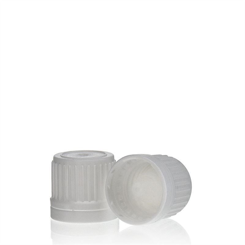 Varžtinis uždarymas su lašintuvu, pagamintas iš PE plastiko, baltas, skirtas angai: DIN 18 Varžtinis uždarymas su lašintuvu, pagamintas iš PE plastiko, baltas, skirtas angai: DIN 18