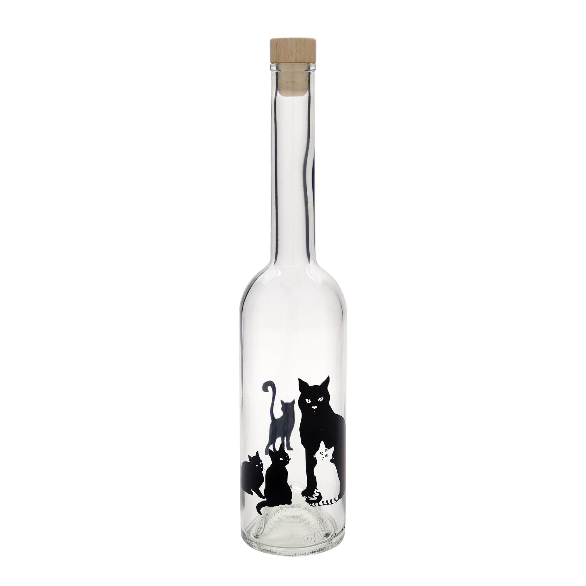 500 ml stiklinis butelis „Opera“, motyvas: katės, kamštis: kamštis 500 ml stiklinis butelis „Opera“, motyvas: katės, kamštis: kamštis