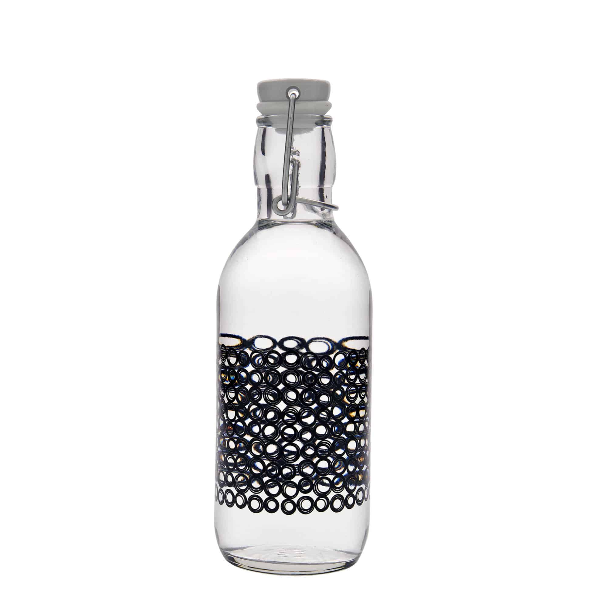500 ml stiklinis butelis „Emilia“, motyvas: Circola nero, anga: užsegamas užraktas