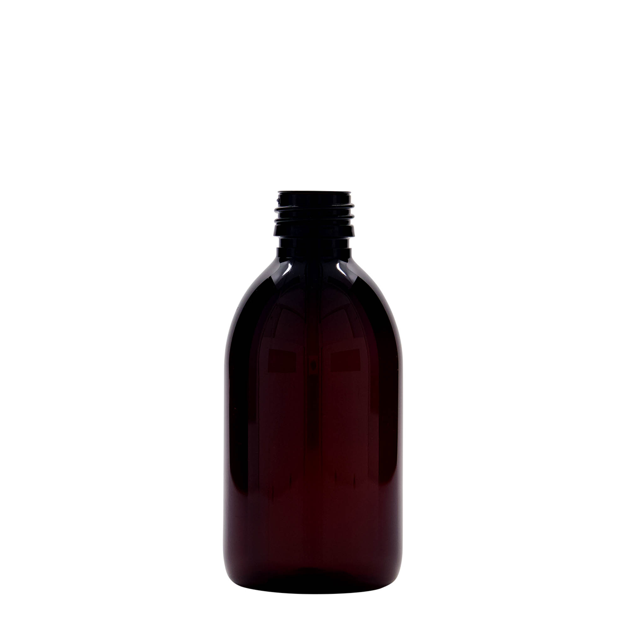 250 ml PET medicininis buteliukas, rudas, plastikas, anga: PP 28