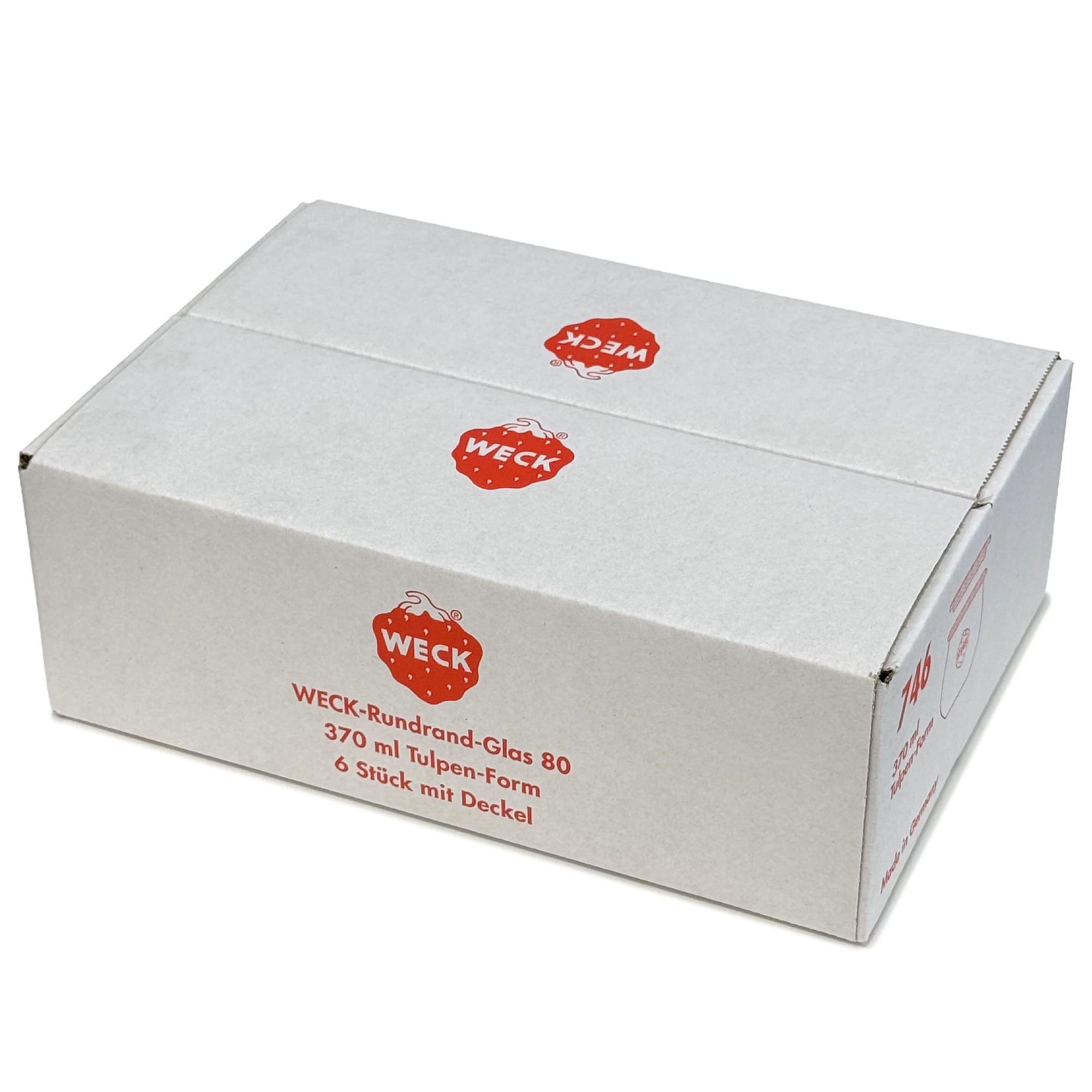 6x 370 ml WECK tulpės formos stiklainis su stiklo dangteliu RR 80