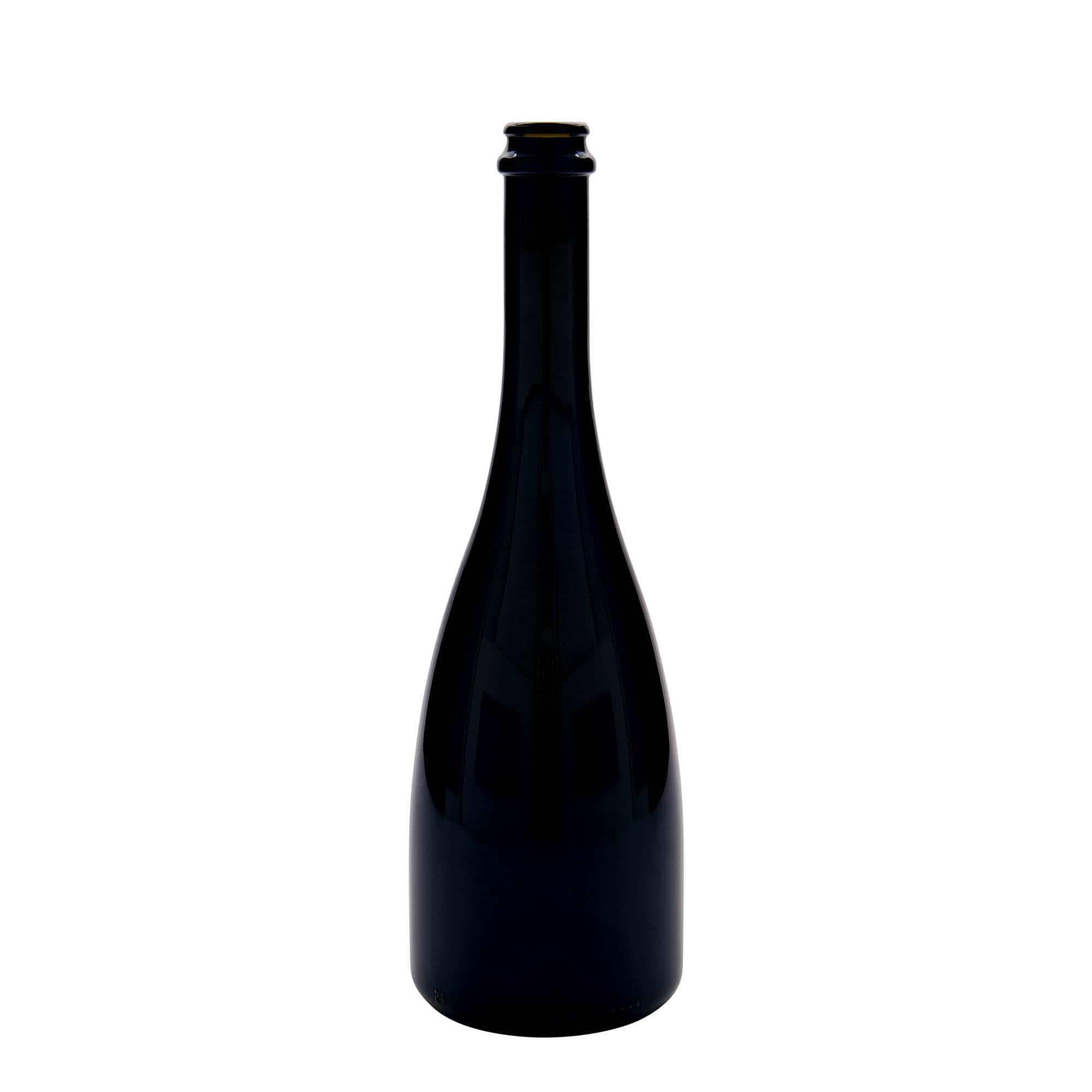 750 ml alaus / putojančio vyno butelis „Tosca“, stiklas, antikinė žalia, kamštis: kronkorken