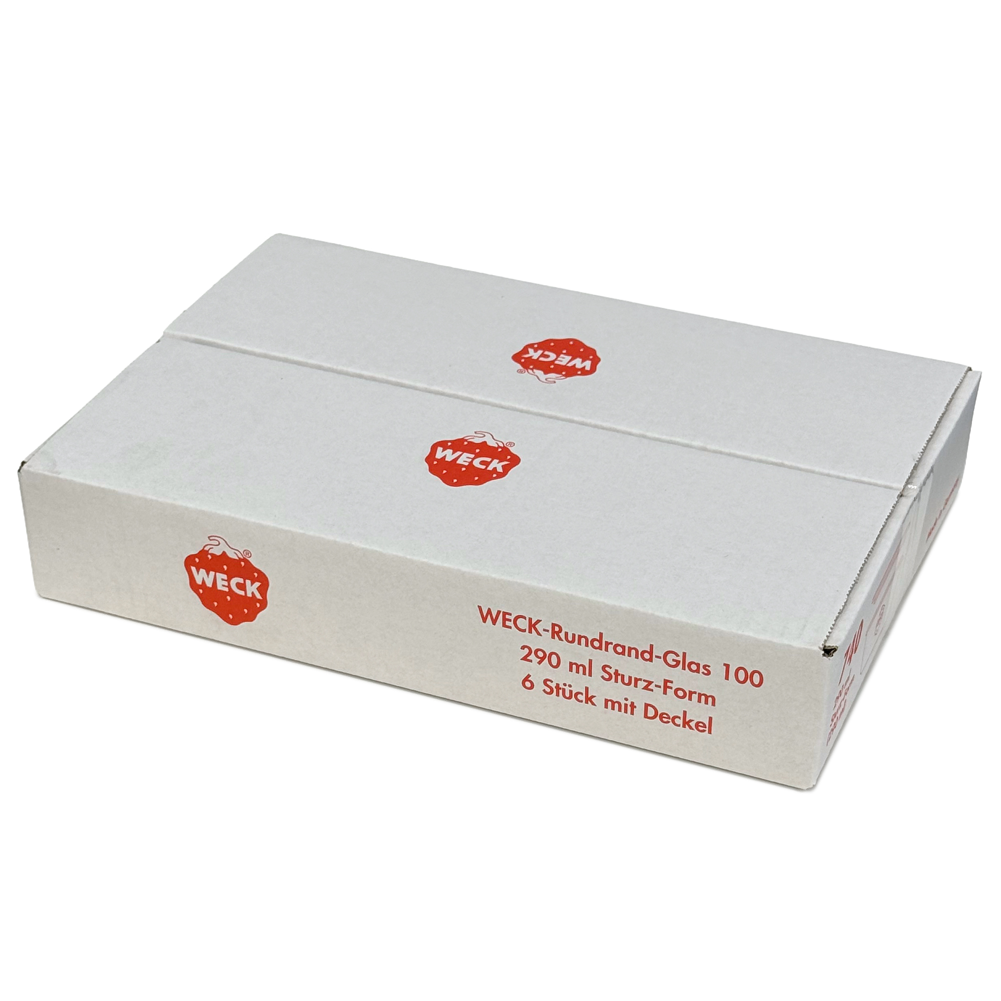 6x 290 ml žemas WECK-stiklainis su plačiu burnu su stiklo dangteliu RR 100