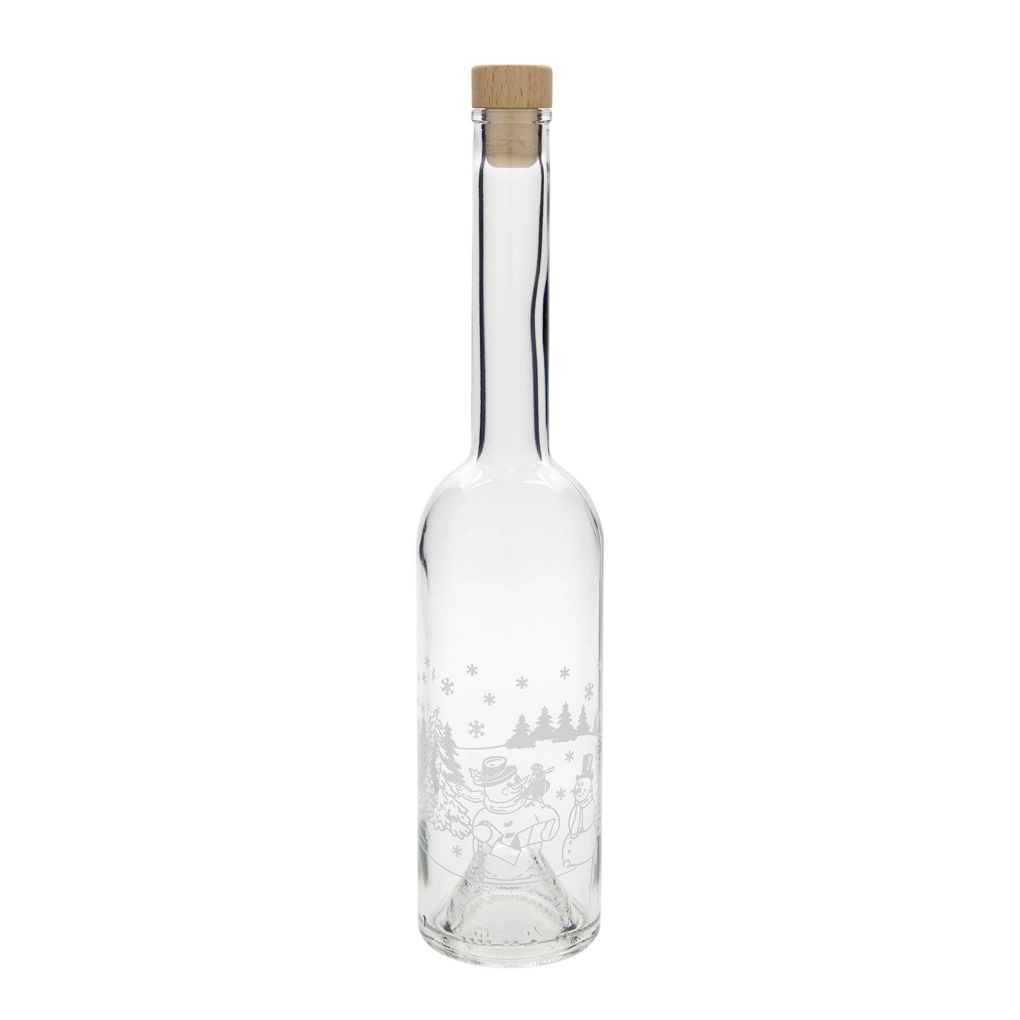 500 ml stiklinis butelis „Opera“, motyvas: sniego senio butelis, kaklelis: kamštis