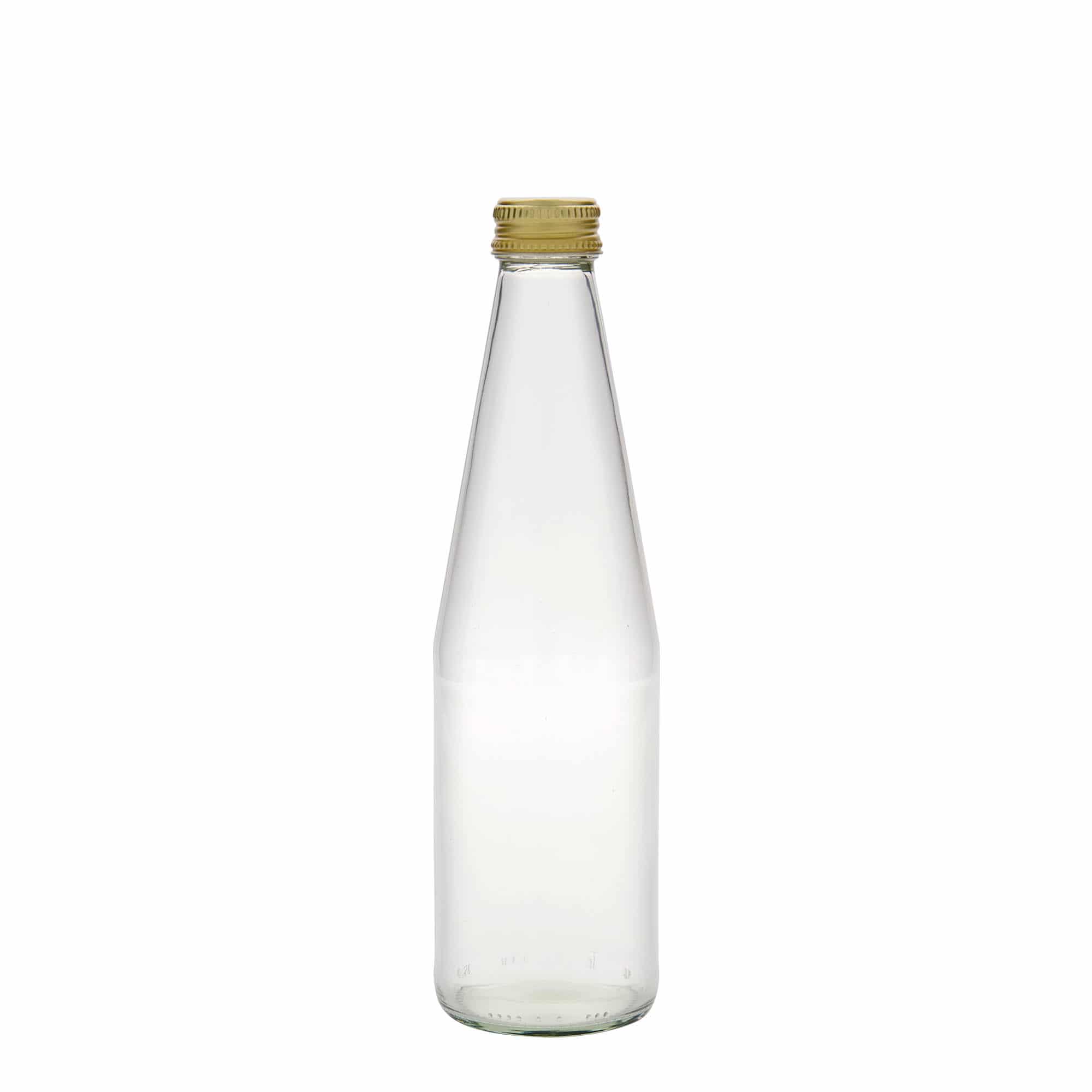 330 ml universali buteliukas morkos formos, stiklas, burna: PP 28