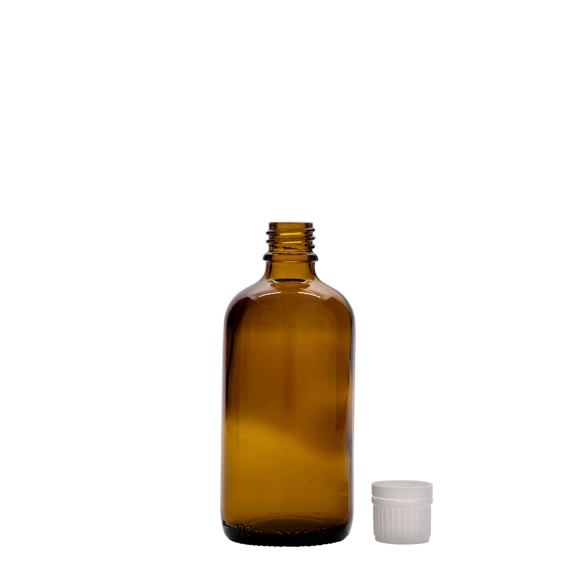 100 ml medicininis buteliukas, stiklinis, rudas, anga: DIN 18