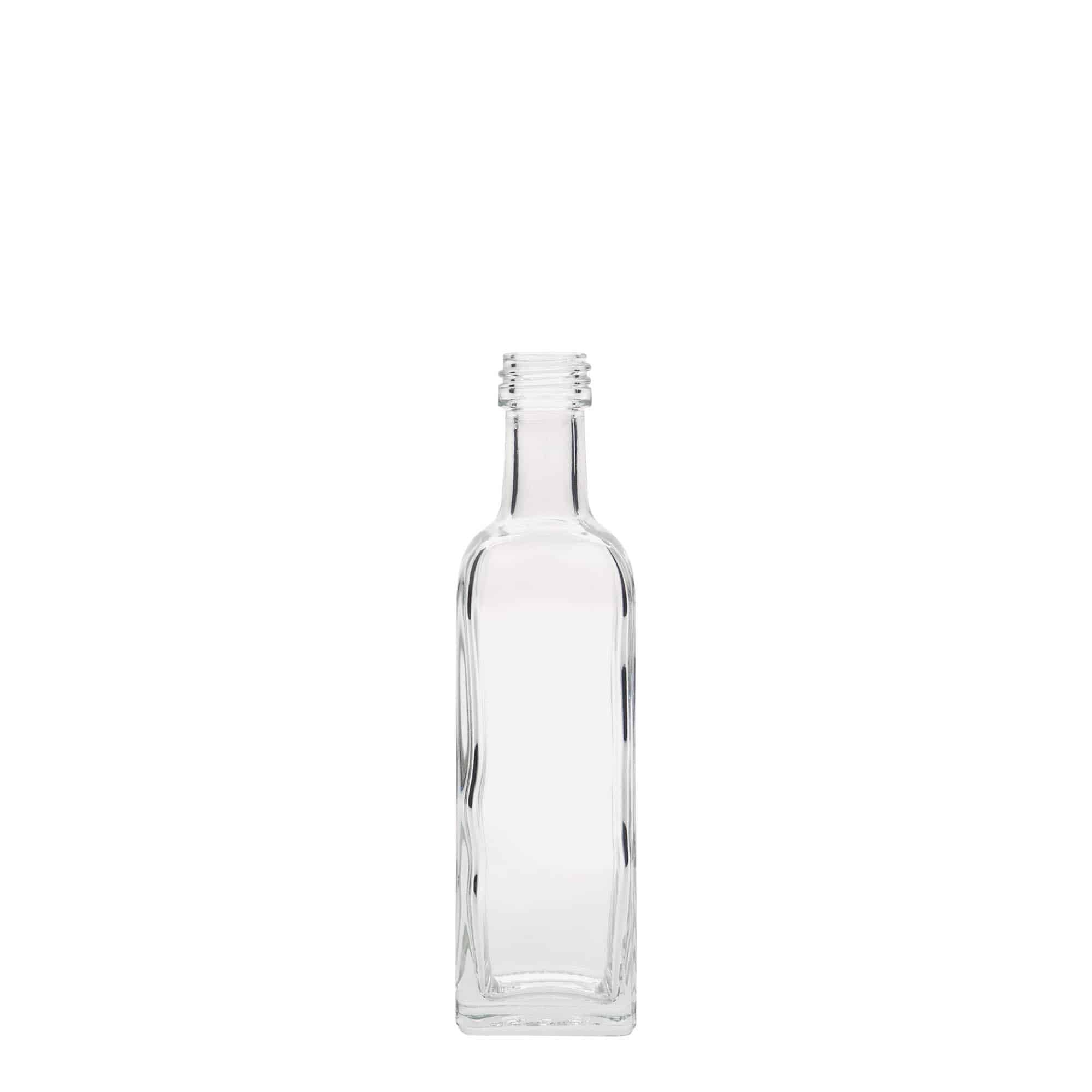 60 ml stiklinis buteliukas „Marasca“, kvadratinis, anga: PP 18