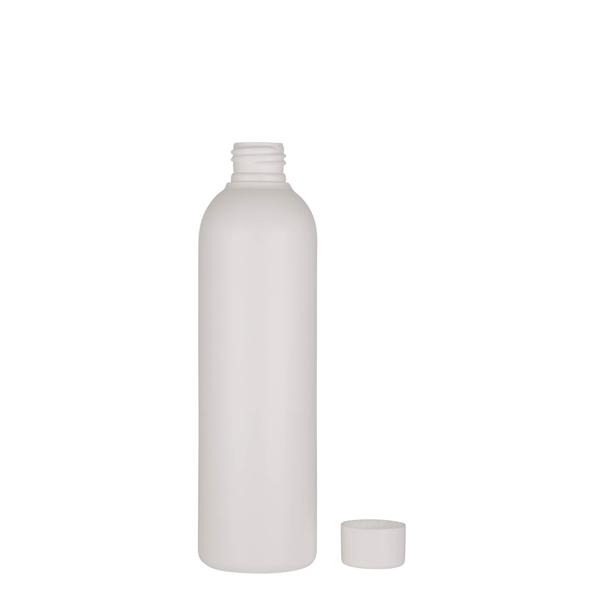 250 ml plastikinis buteliukas „Tuffy“, HDPE, baltas, burna: 24/410