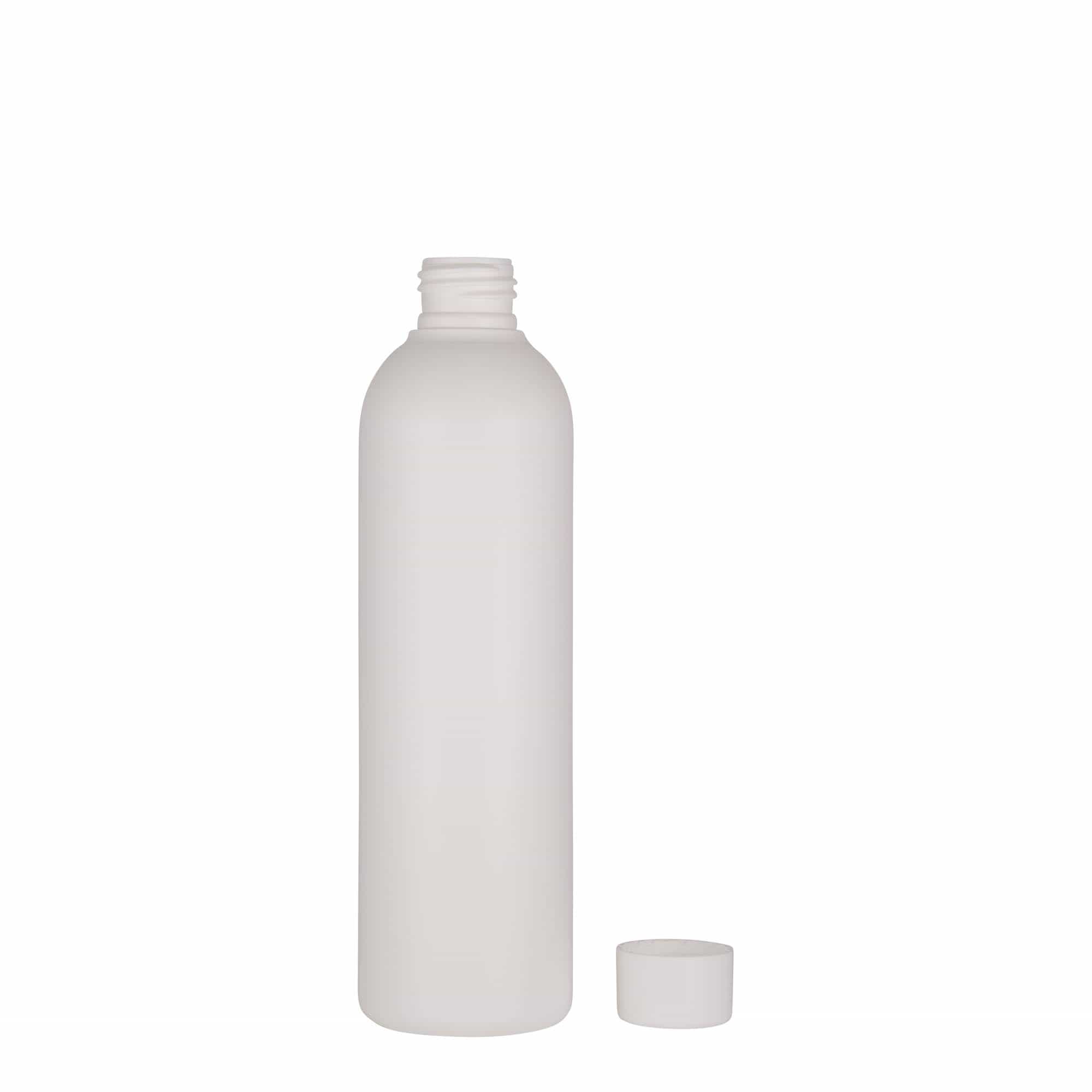 250 ml plastikinis buteliukas „Tuffy“, HDPE, baltas, burna: 24/410