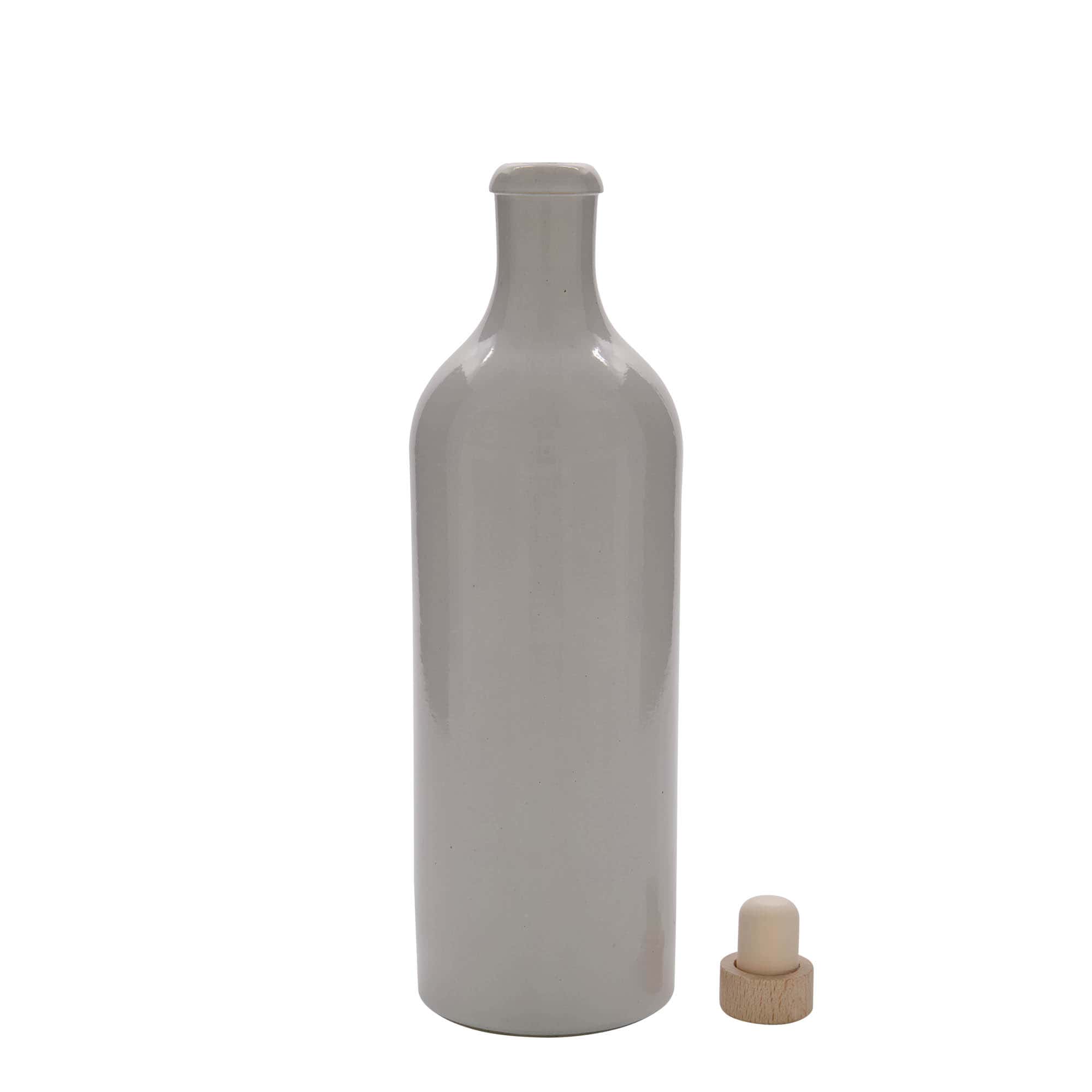 750 ml molinis ąsotis, keraminis, baltas, burna: kamštis