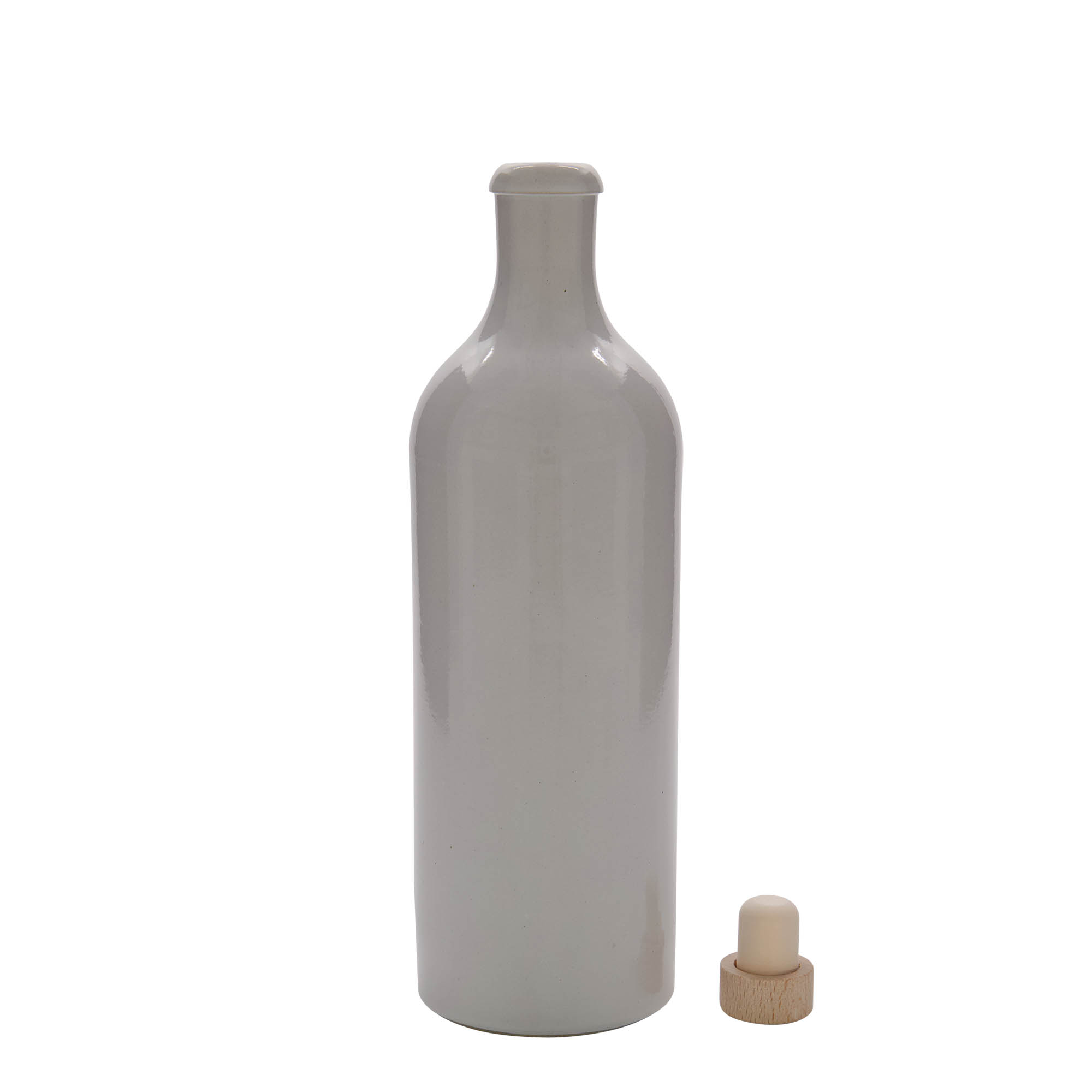 750 ml molinis ąsotis, keraminis, baltas, burna: kamštis