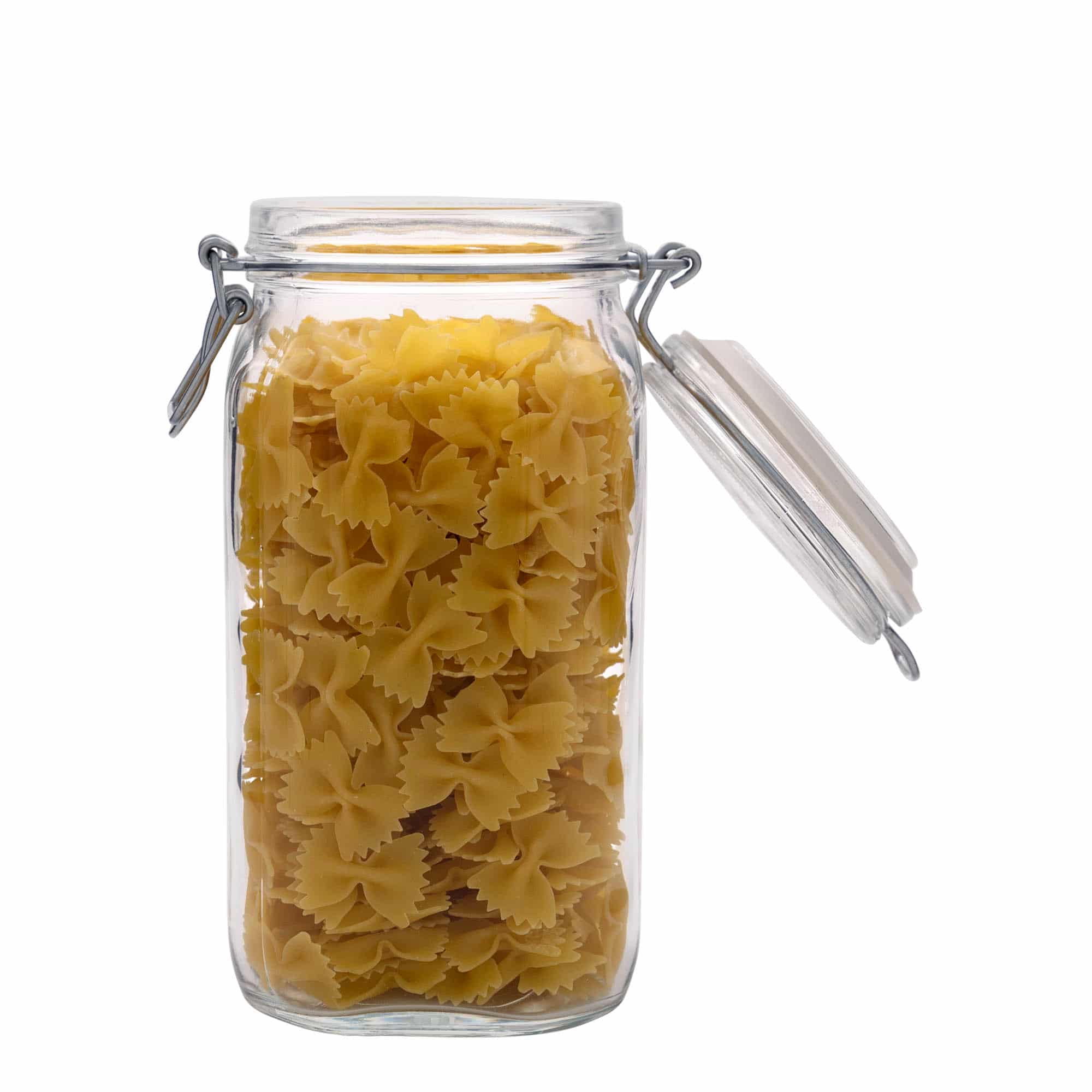 1.500 ml vielos užsegimo stiklainis „Fido“, kvadratinis, anga: vielos užsegimas