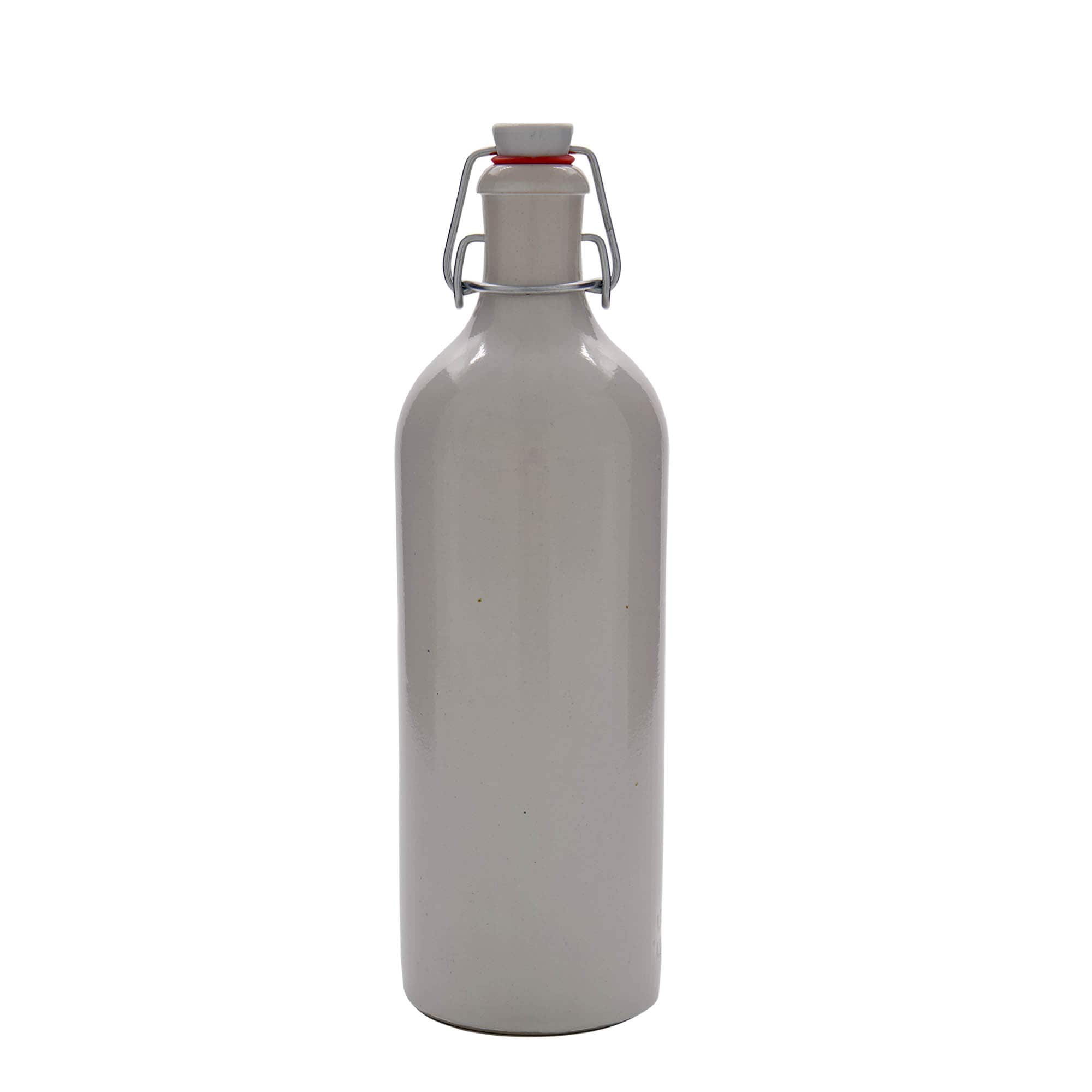 750 ml molinis ąsotis, keraminis, baltas, burna: spaustukas uždarymui