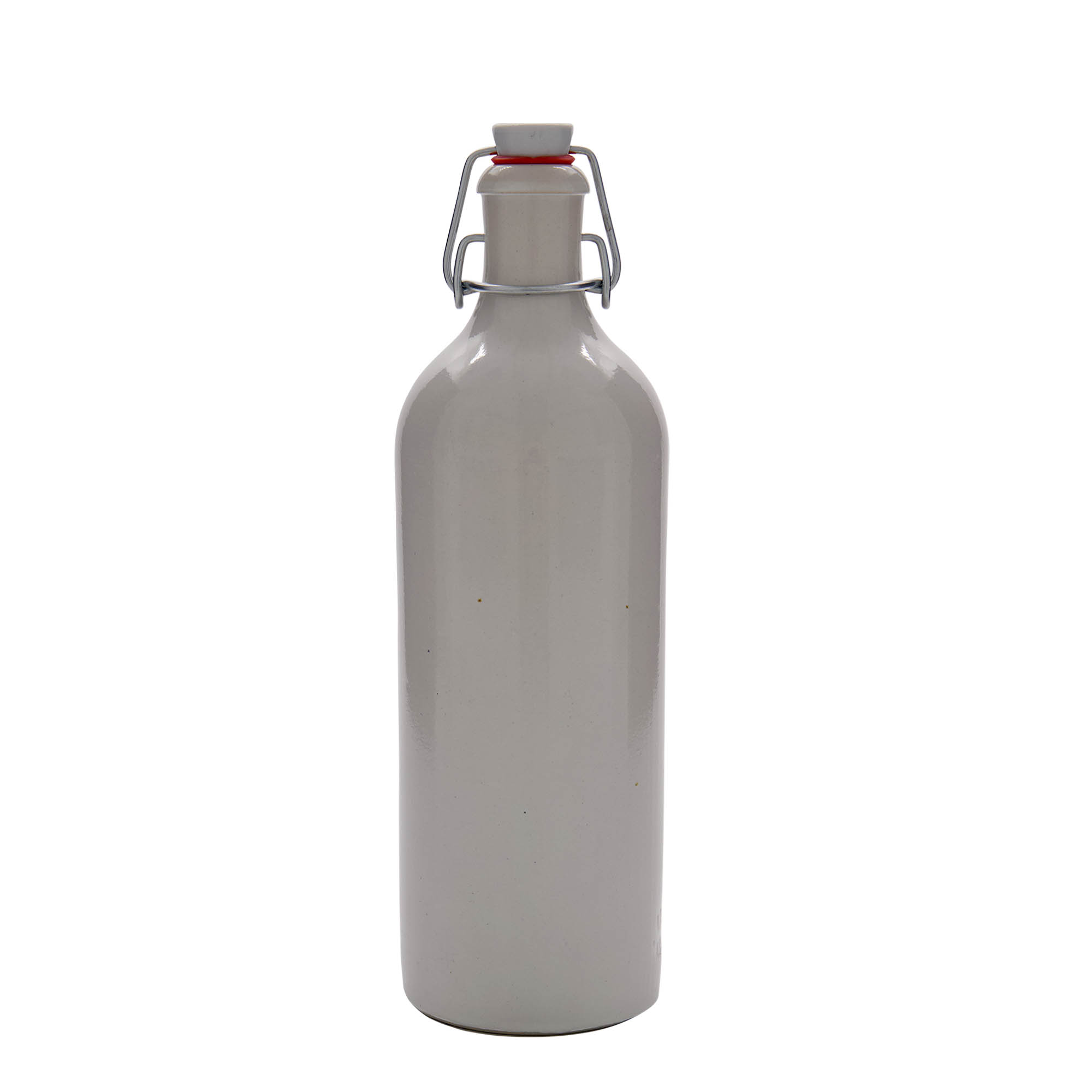 750 ml molinis ąsotis, keraminis, baltas, burna: spaustukas uždarymui