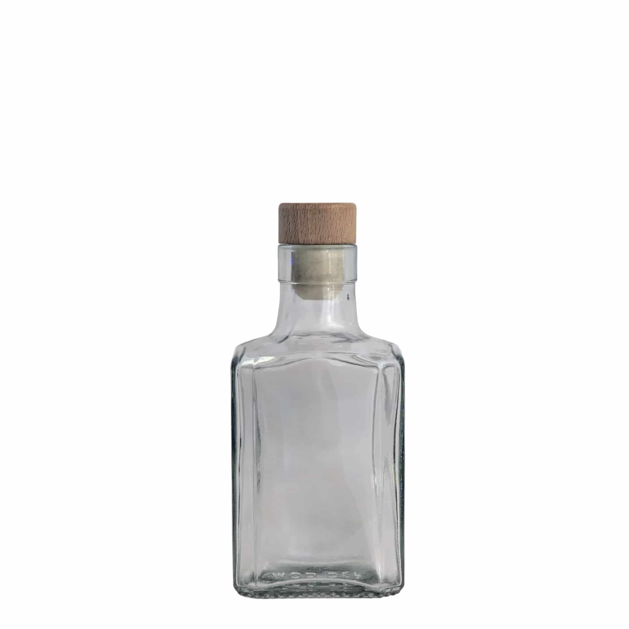 250 ml stiklinis butelis „Decanter Quadro Oberband“, kvadratinis, kaklelis: kamštis 250 ml stiklinis butelis „Decanter Quadro Oberband“, kvadratinis, kaklelis: kamštis