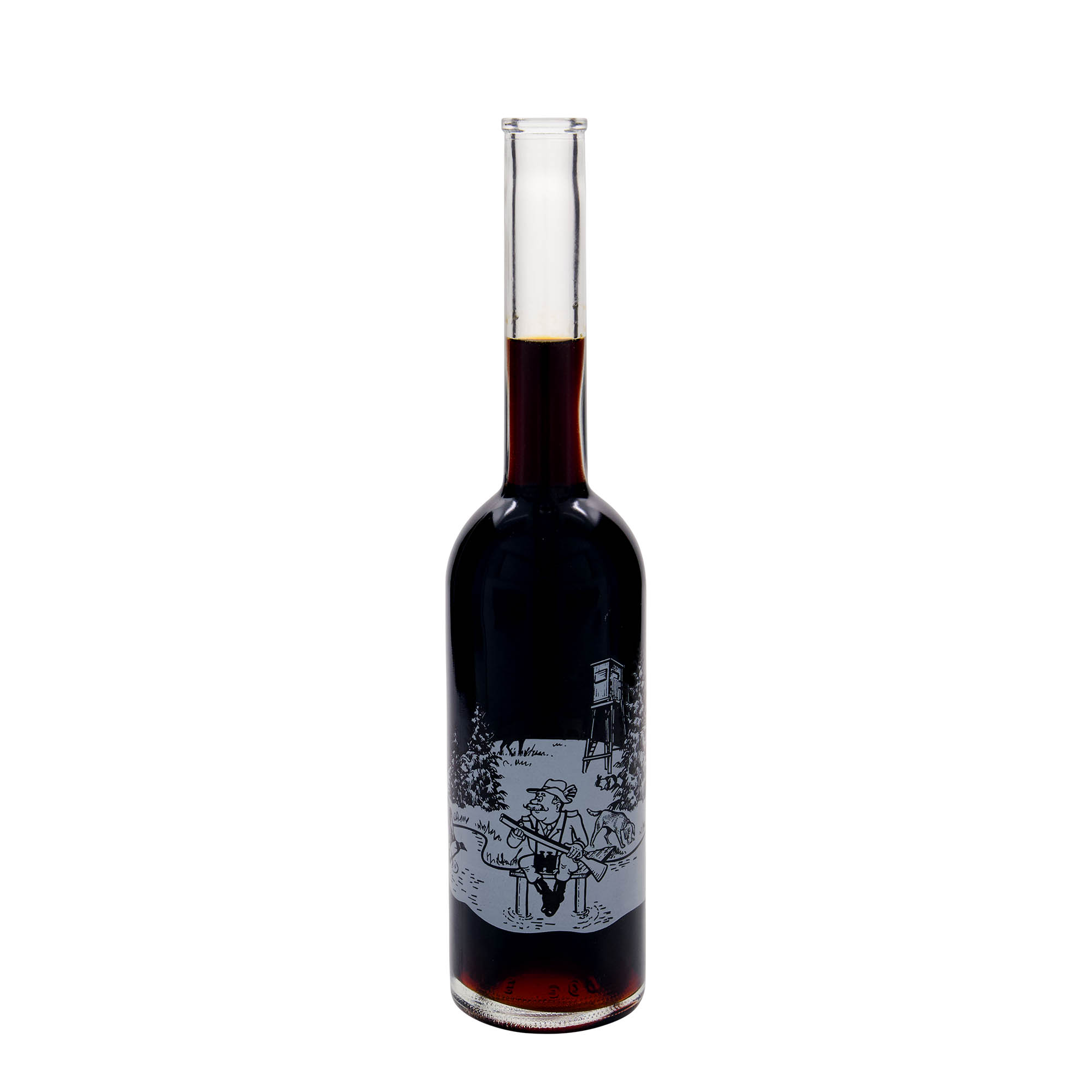 500 ml stiklinis butelis „Opera“, motyvas: medžiotojas, anga: kamštis 500 ml stiklinis butelis „Opera“, motyvas: medžiotojas, anga: kamštis