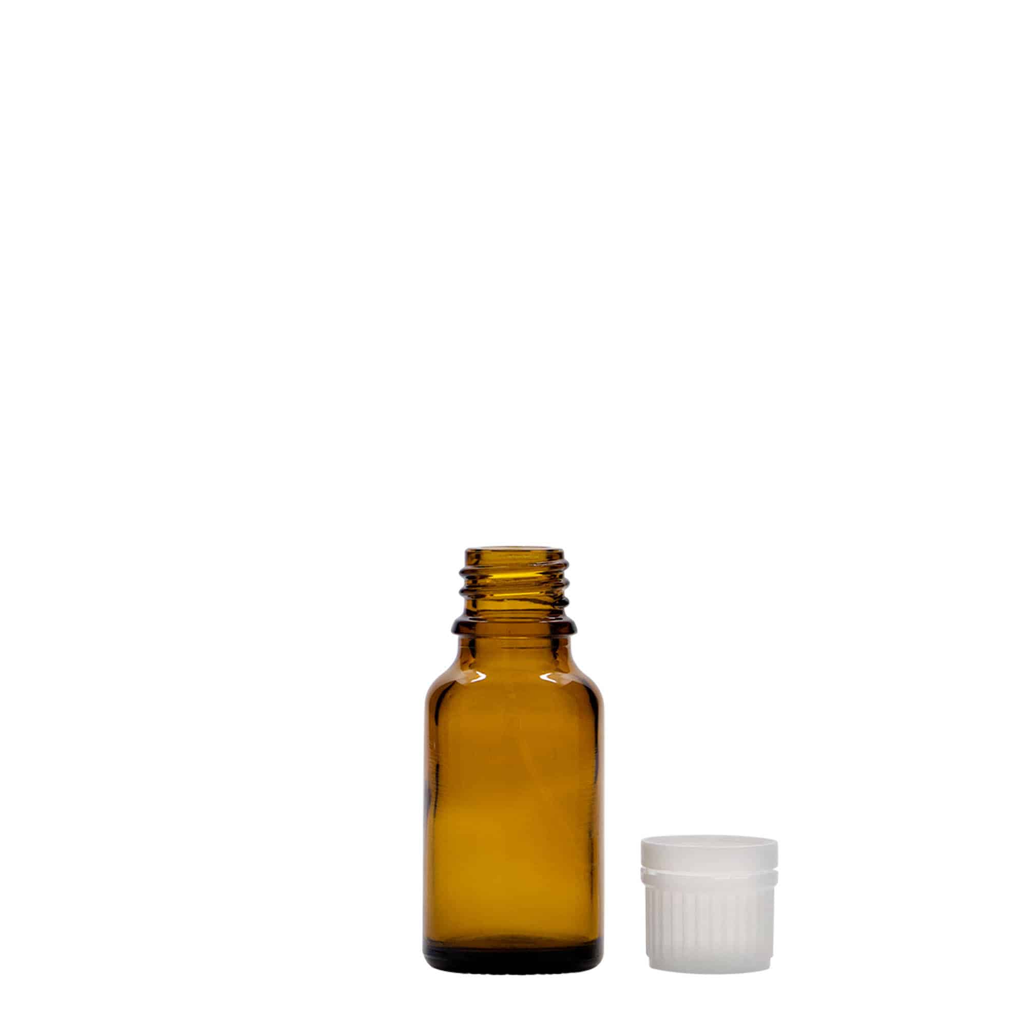 15 ml medicininis buteliukas, stiklas, rudas, anga: DIN 18
