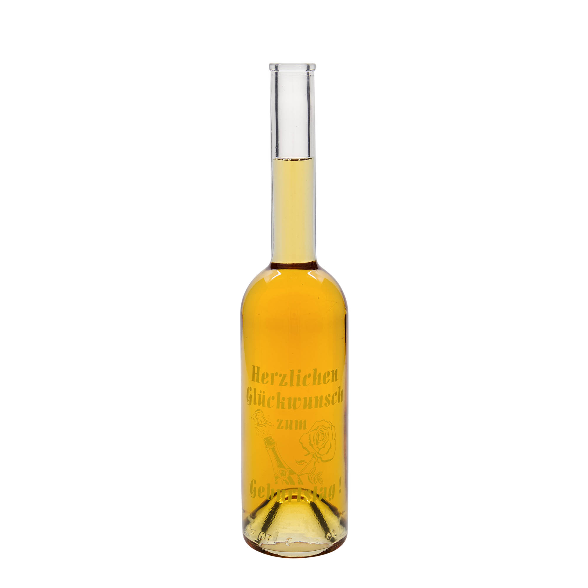 500 ml stiklinis butelis „Opera“, motyvas: gimtadienio butelis, kaklelis: kamštis 500 ml stiklinis butelis „Opera“, motyvas: gimtadienio butelis, kaklelis: kamštis