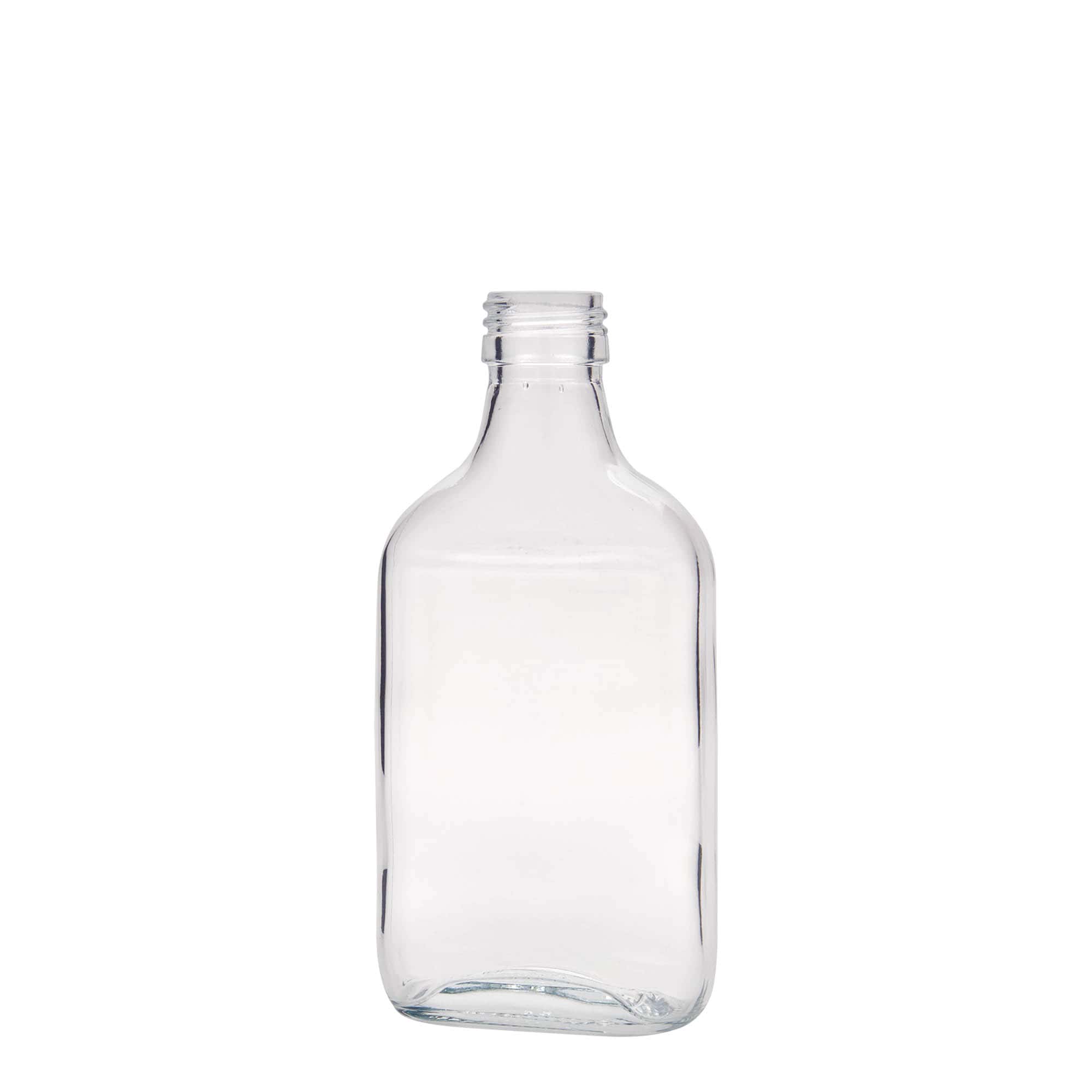200 ml kišeninė gertuvė, stačiakampė, stiklas, anga: PP 28