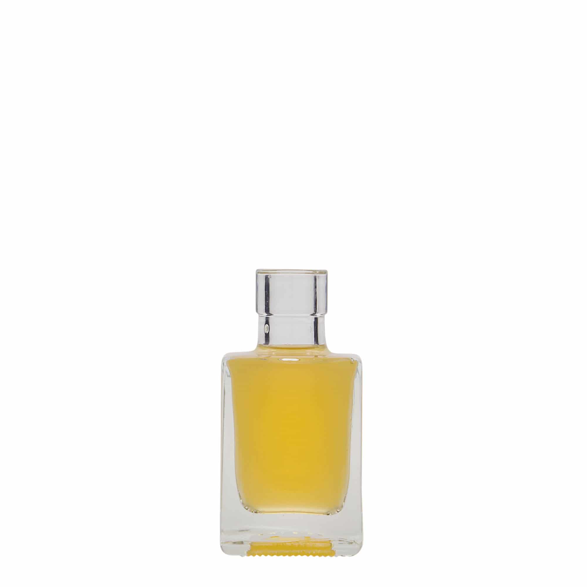 50 ml stiklinis buteliukas „Cube“, kvadratinis, anga: kamštis