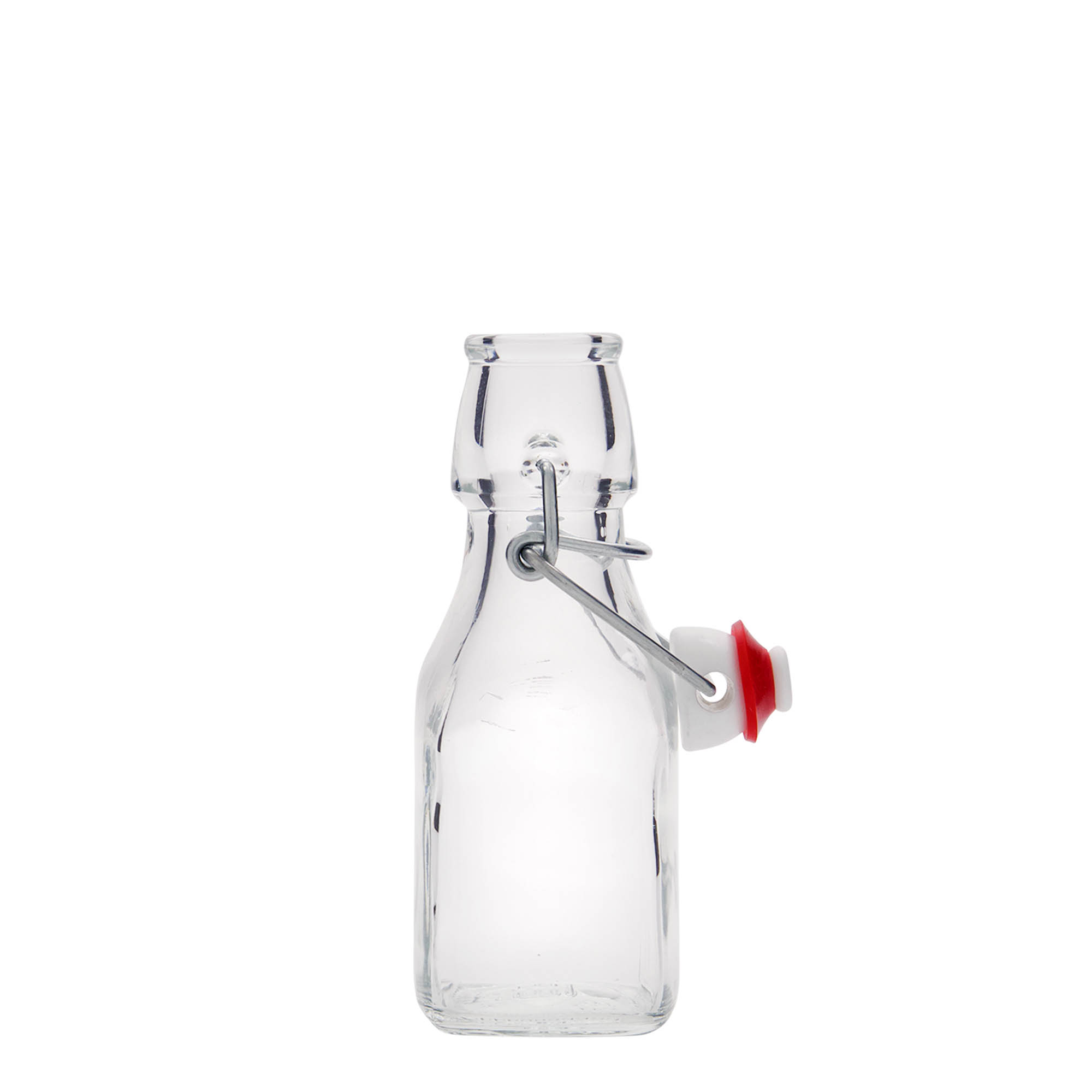 125 ml stiklinis buteliukas „Swing“, kvadratinis, anga: kablio uždarymas 125 ml stiklinis buteliukas „Swing“, kvadratinis, anga: kablio uždarymas