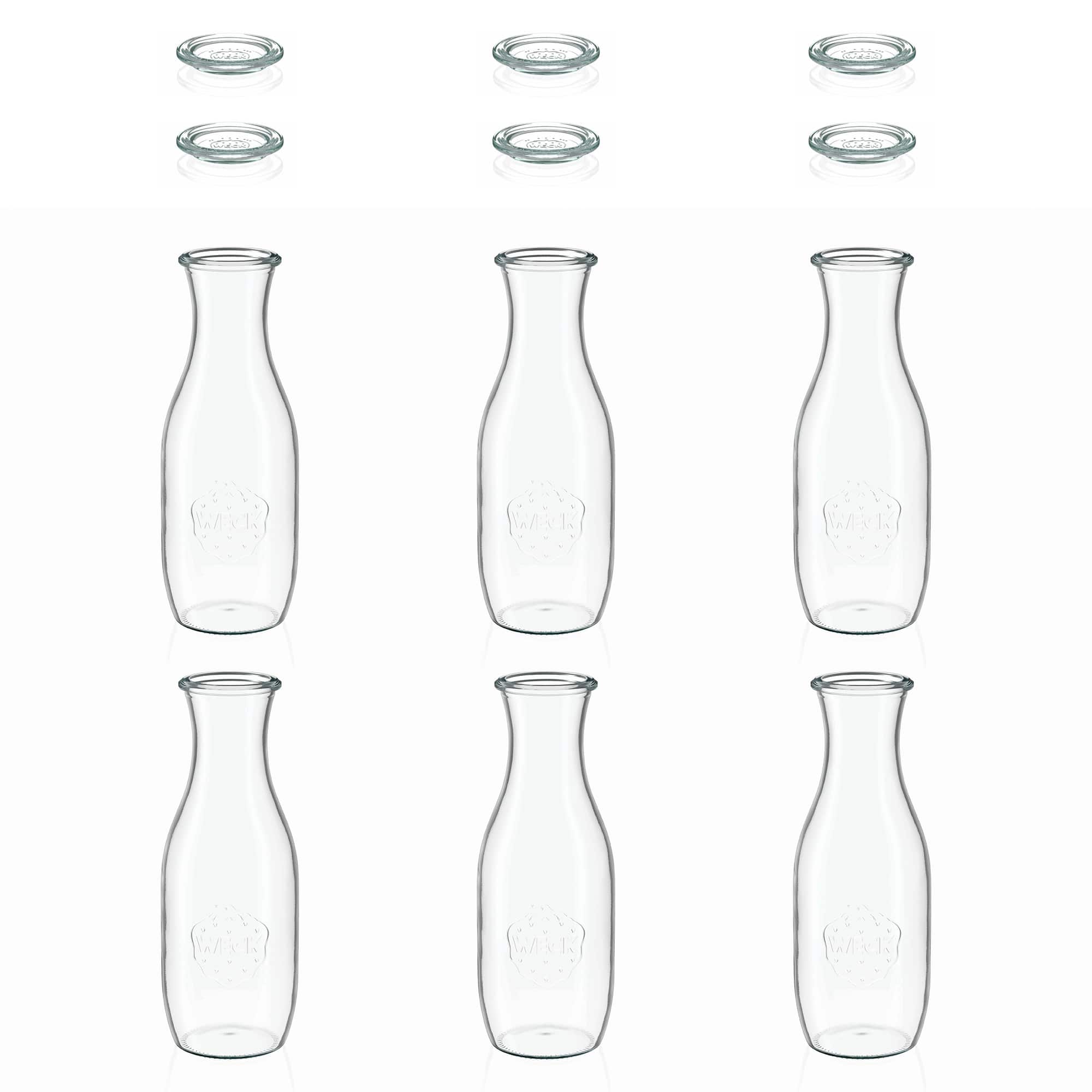 6x 1000 ml WECK-sulčių butelis su stiklo dangteliu RR 60