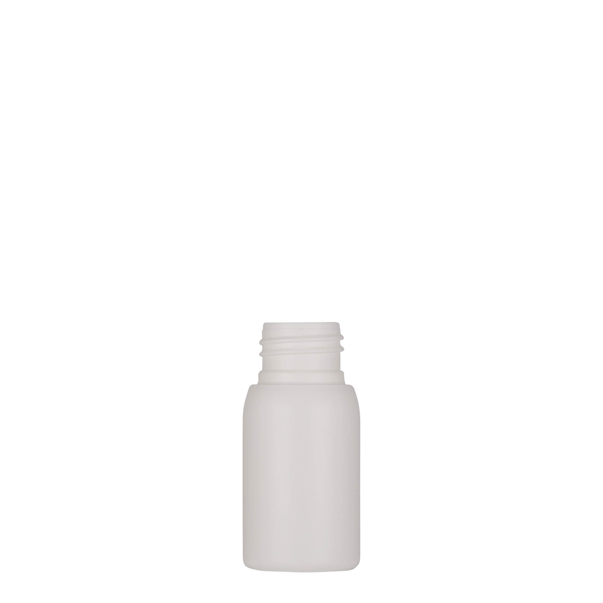 30 ml plastikinis buteliukas „Tuffy“, HDPE, baltas, burna: 24/410