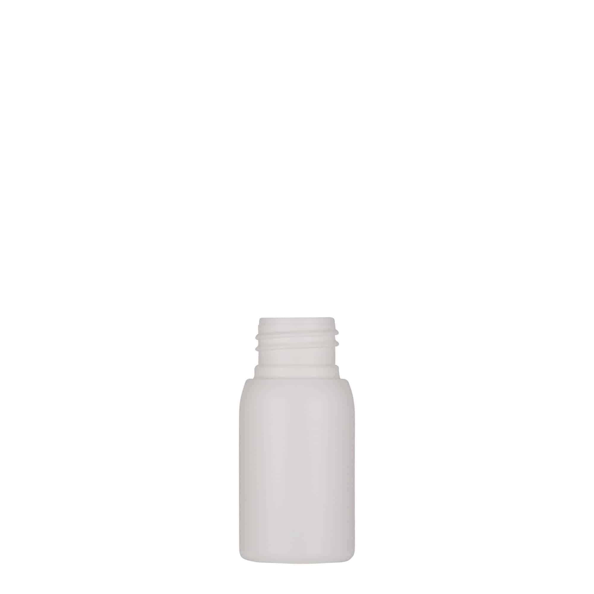 30 ml plastikinis buteliukas „Tuffy“, HDPE, baltas, burna: 24/410