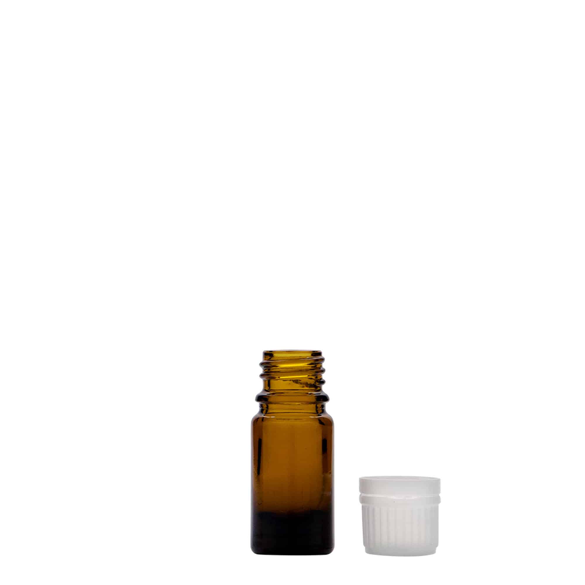 5 ml medicininis buteliukas, stiklas, rudas, anga: DIN 18