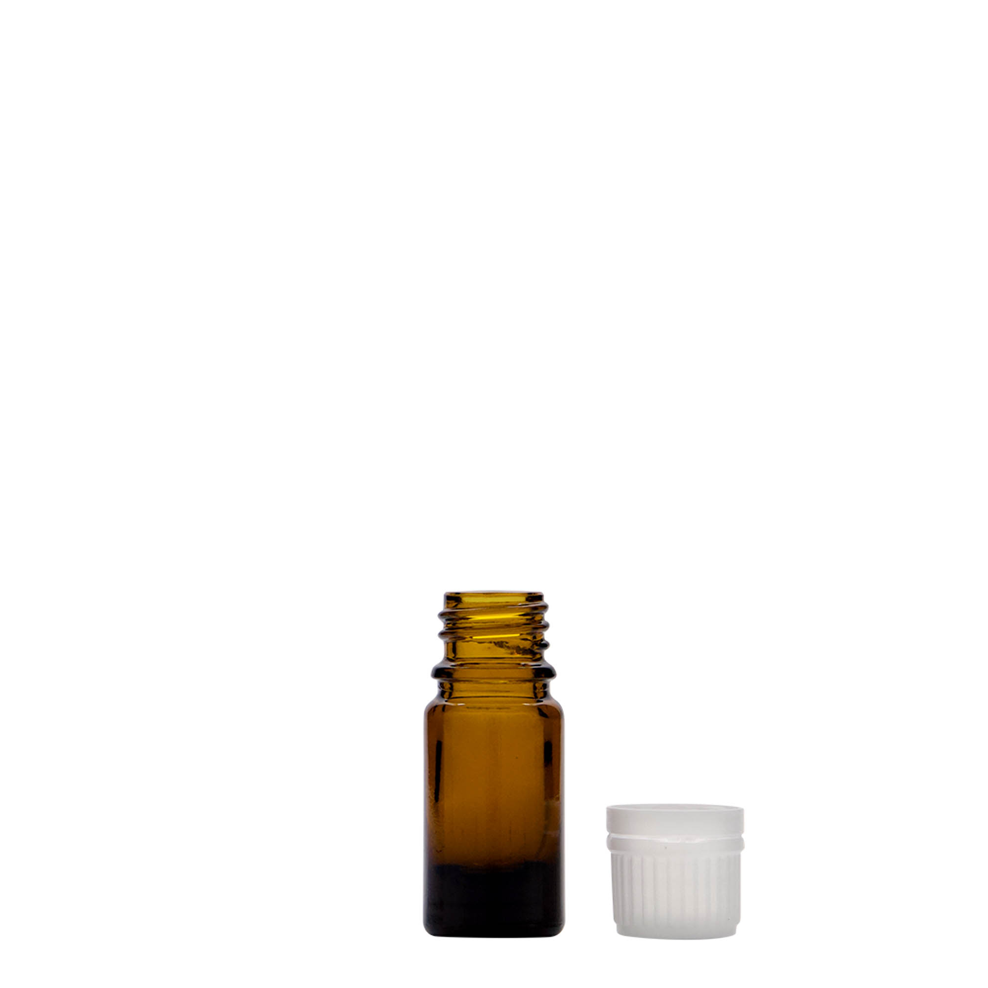 5 ml medicininis buteliukas, stiklas, rudas, anga: DIN 18