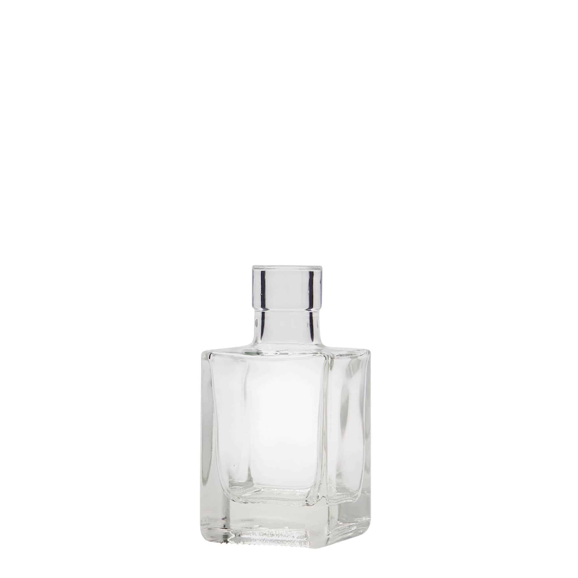 50 ml stiklinis buteliukas „Cube“, kvadratinis, anga: kamštis