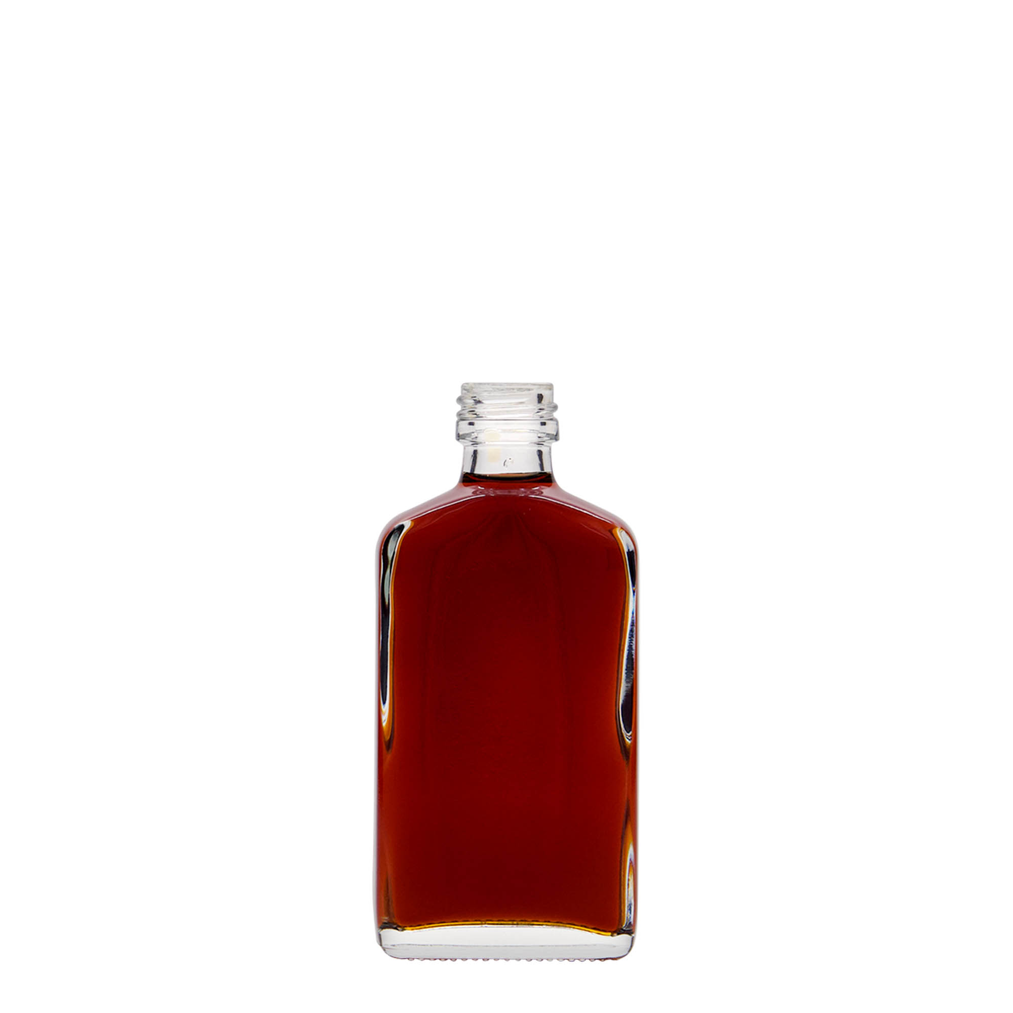 50 ml kišeninė buteliukas, stačiakampis, stiklas, burnos dalis: PP 18 50 ml kišeninė buteliukas, stačiakampis, stiklas, burnos dalis: PP 18