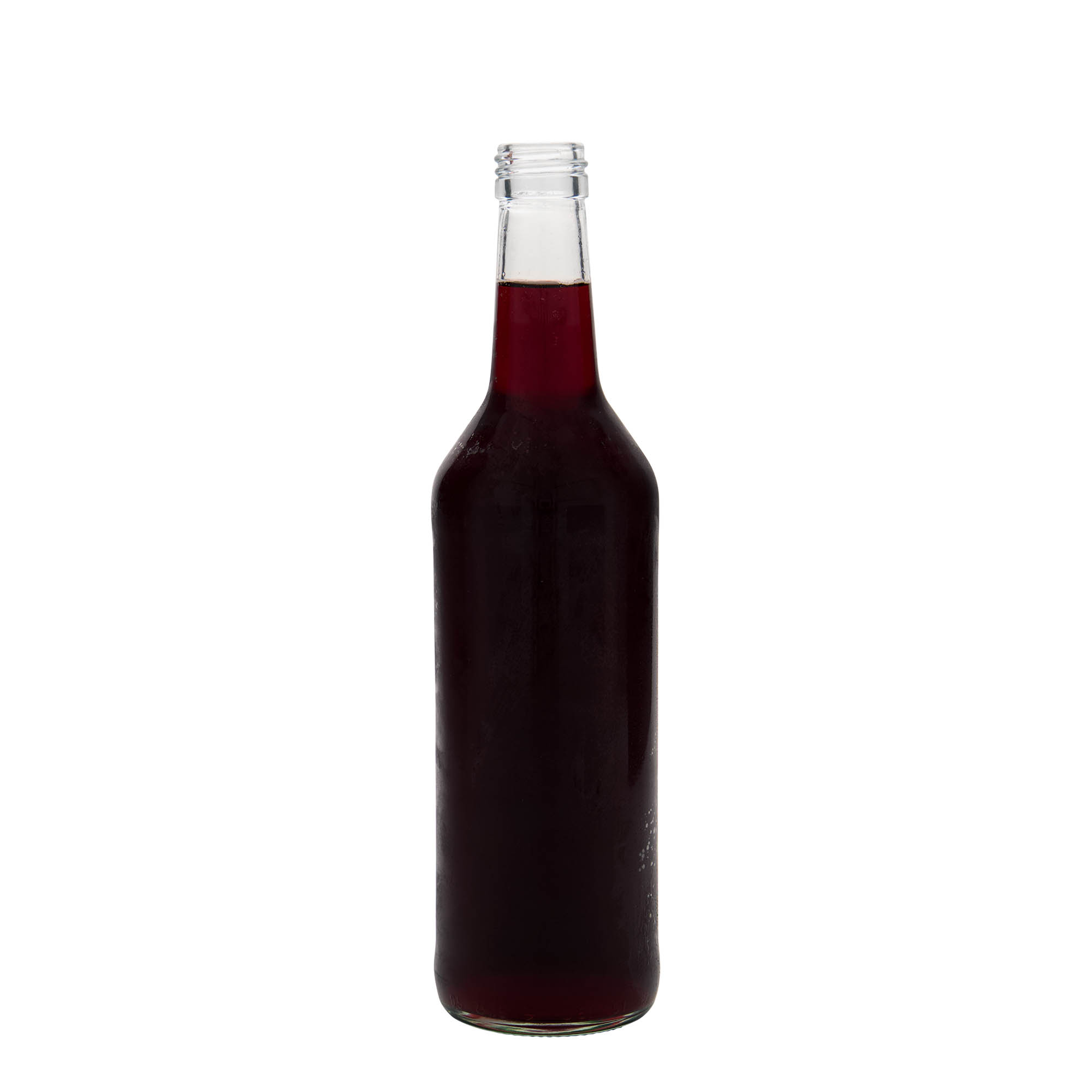 500 ml stiklinis butelis su tiesiu kakleliu, anga: PP 28 500 ml stiklinis butelis su tiesiu kakleliu, anga: PP 28