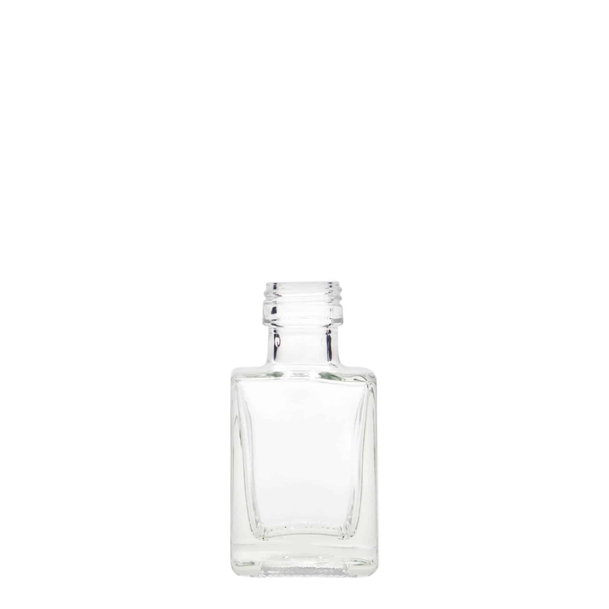 50 ml stiklinis buteliukas „Cube“, kvadratinis, anga: PP 24