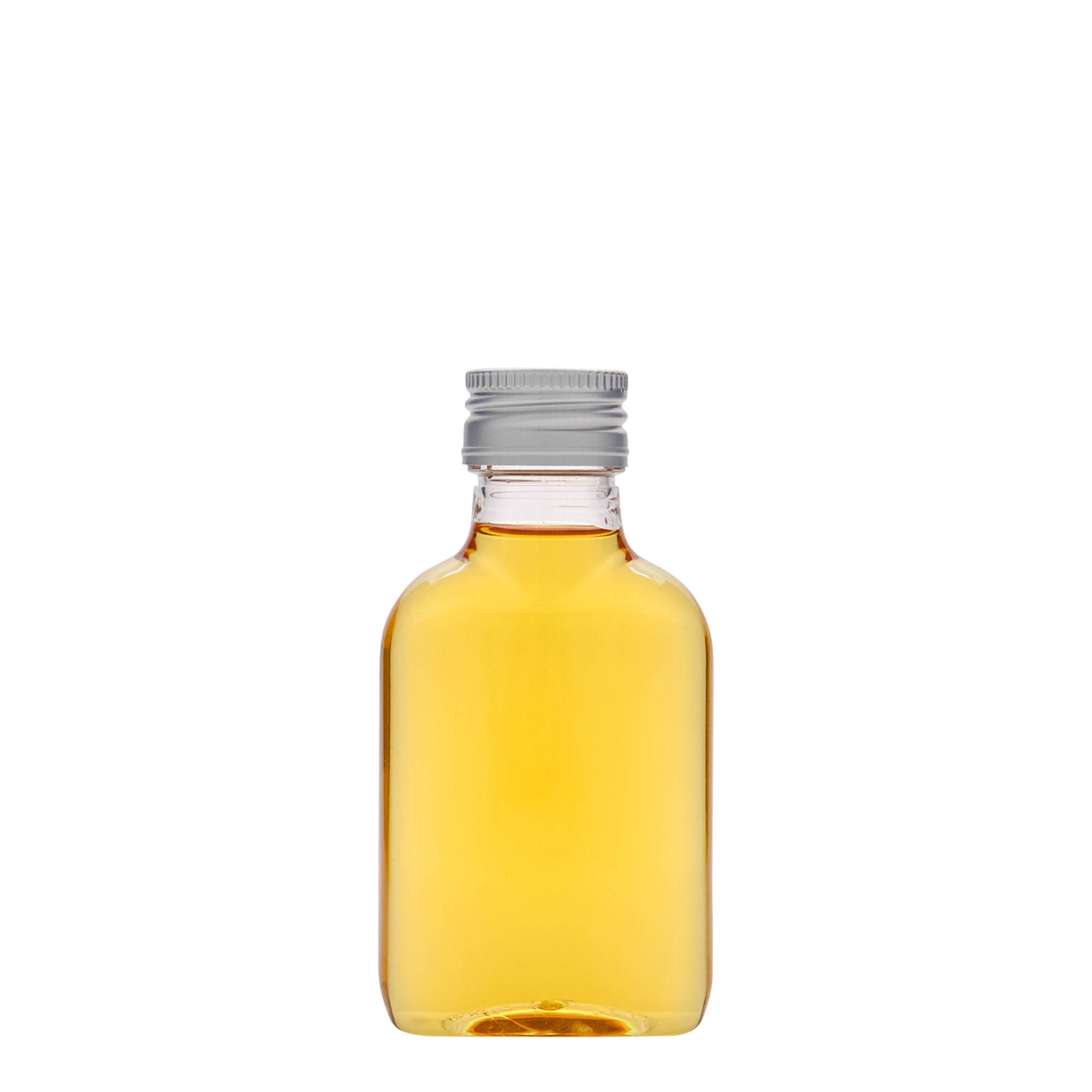 100 ml kišeninė buteliukė, ovali, PET plastikas, burna: PP 28 100 ml kišeninė buteliukė, ovali, PET plastikas, burna: PP 28
