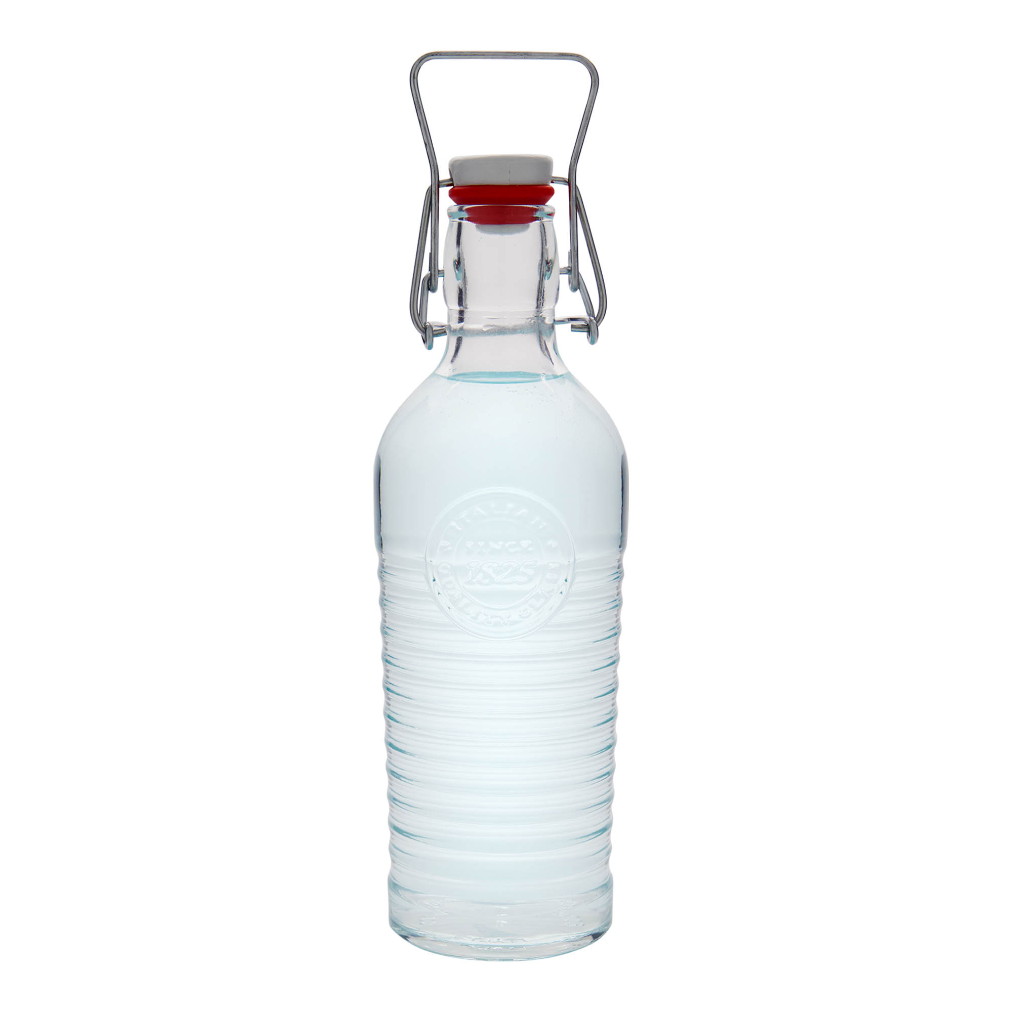 750 ml stiklinis butelis „Officina 1825“, kamštis: užsegamas lankeliu